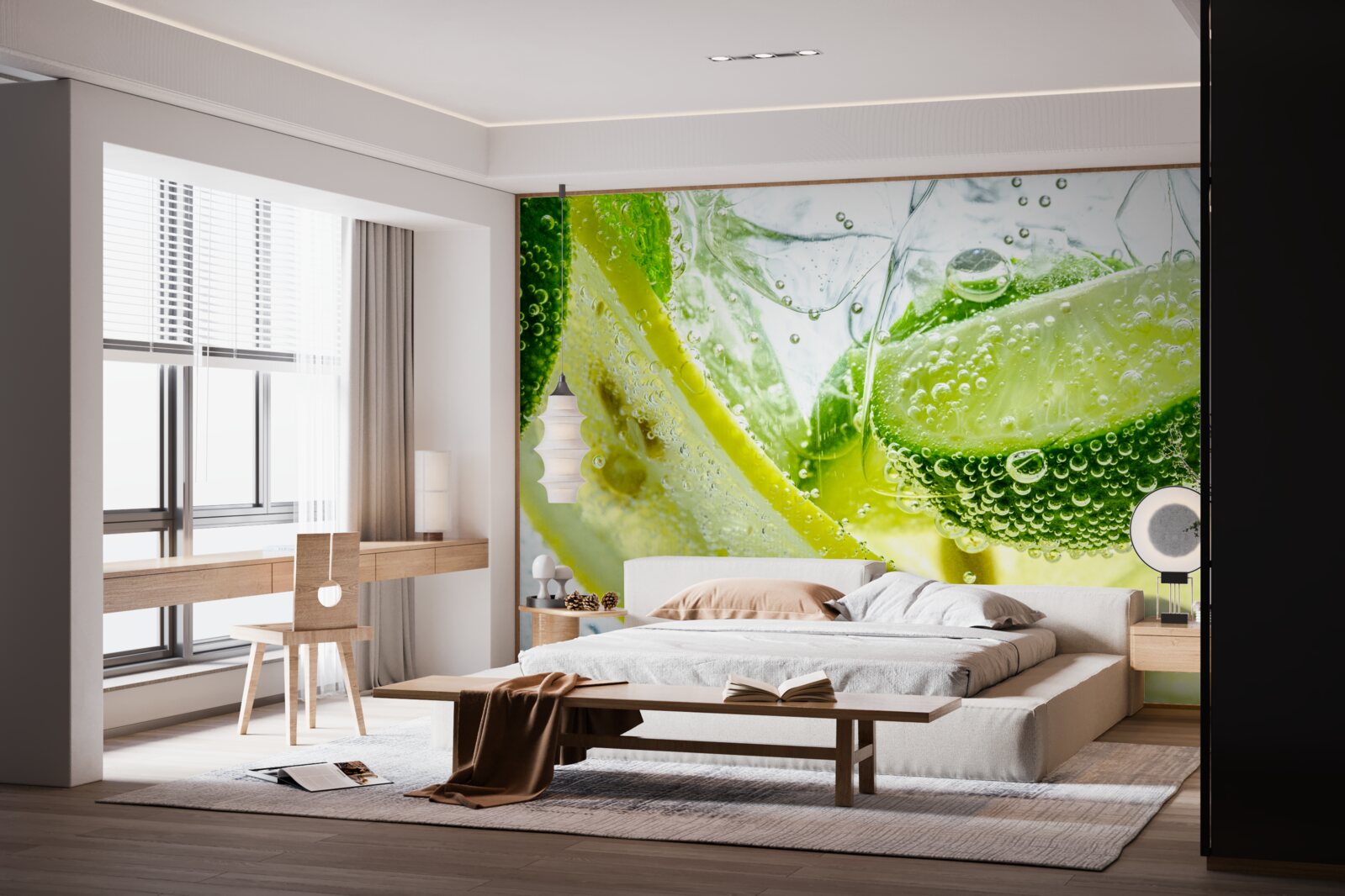 Фотошпалери скибочки лимона та лайма у склянці води