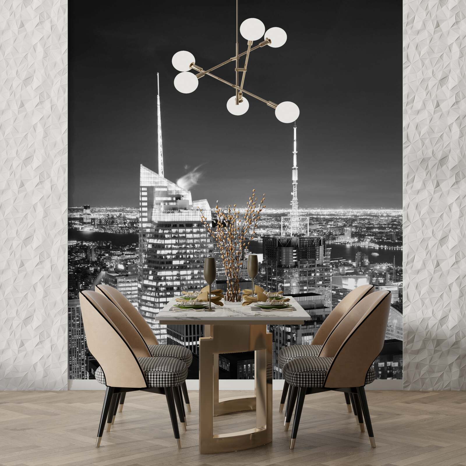 Фотошпалери нічне місто в чорно-білих тонах