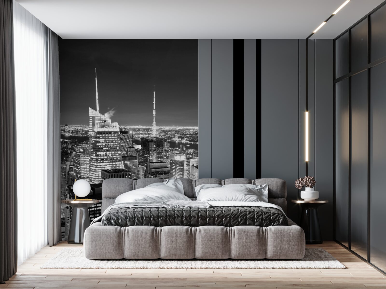 Фотошпалери нічне місто в чорно-білих тонах