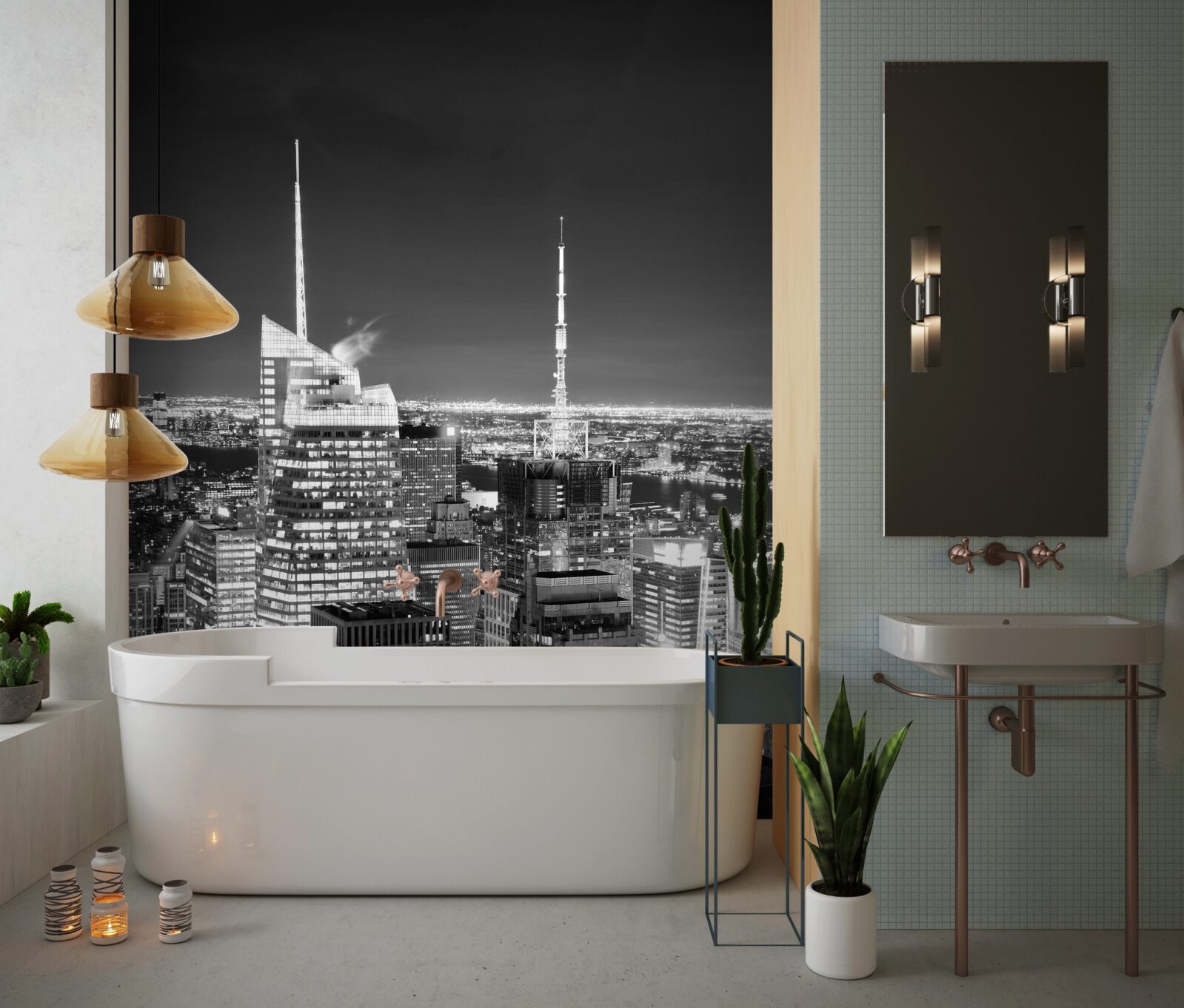 Фотошпалери нічне місто в чорно-білих тонах