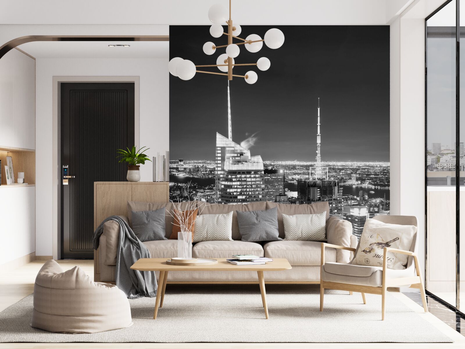 Фотошпалери нічне місто в чорно-білих тонах