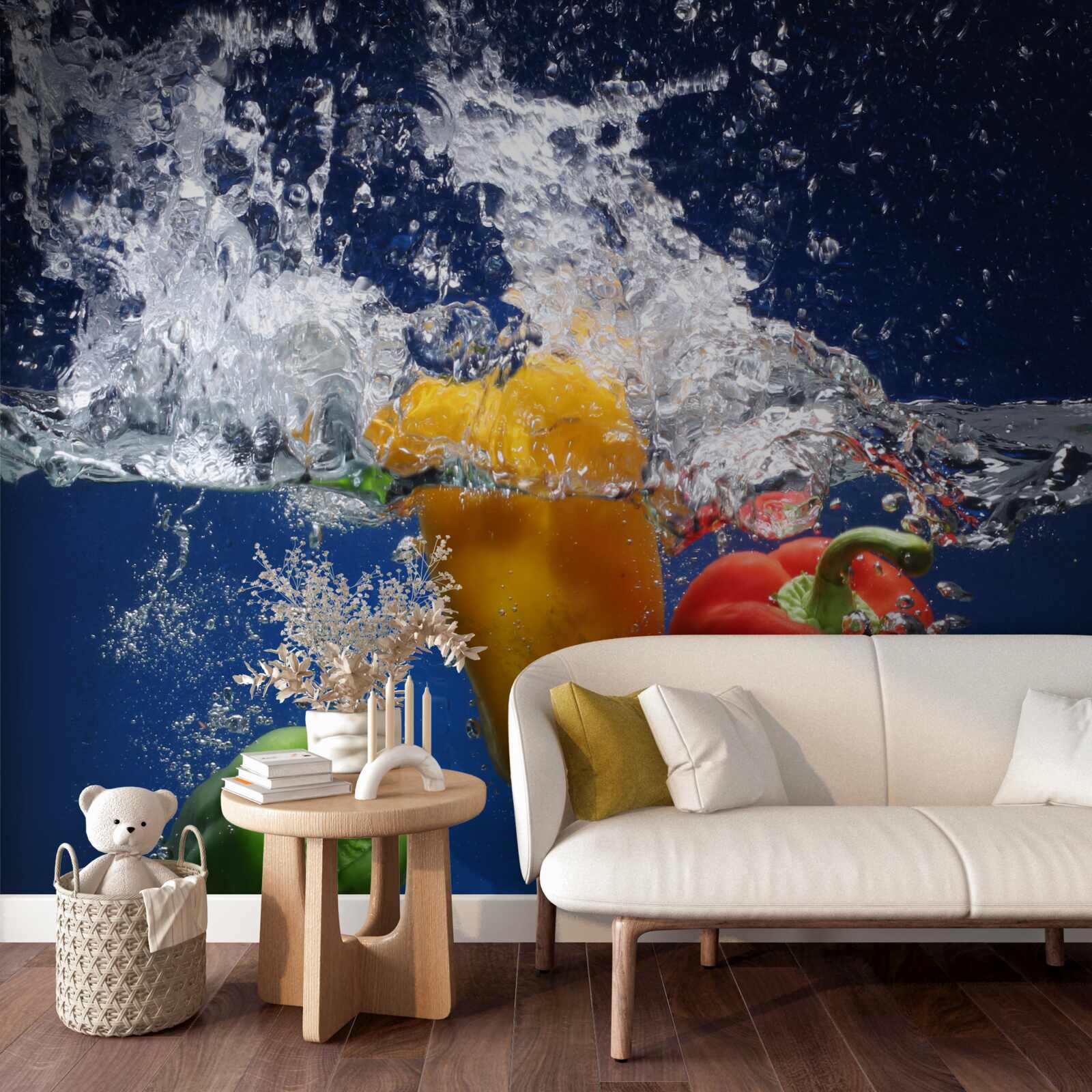 Фотошпалери перець під проточною водою