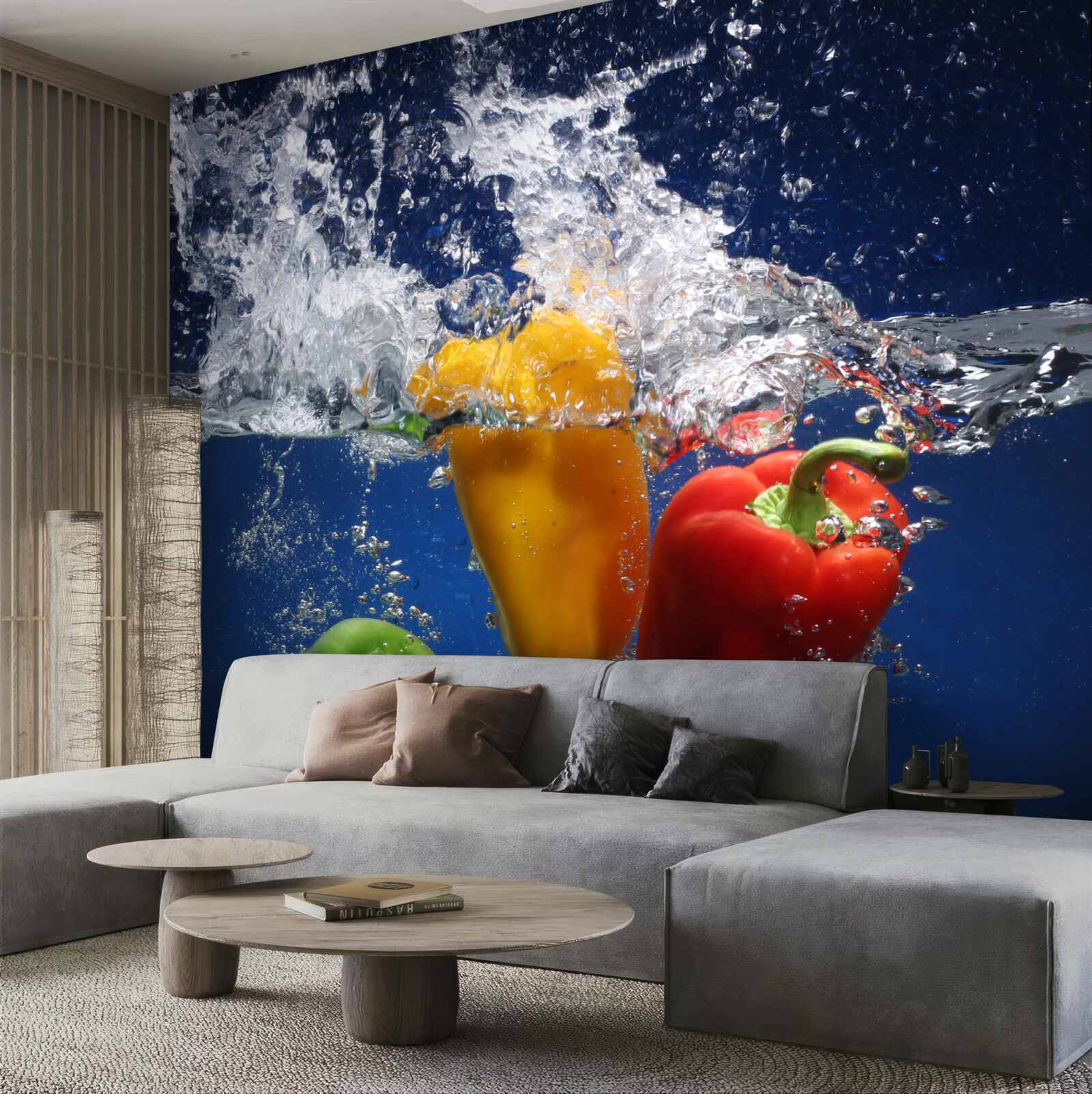 Фотошпалери перець під проточною водою