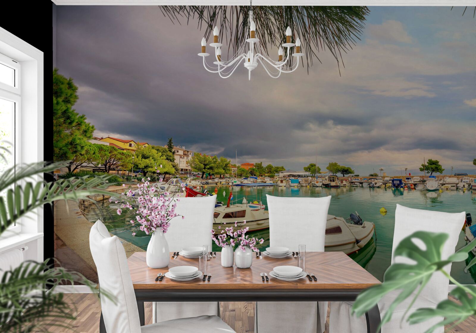 Фотошпалери тиха гавань з вітрильниками