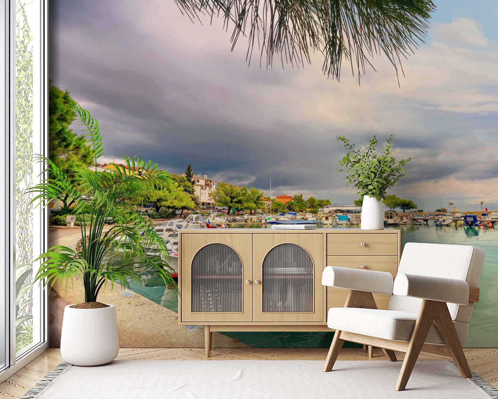 Фотошпалери тиха гавань з вітрильниками