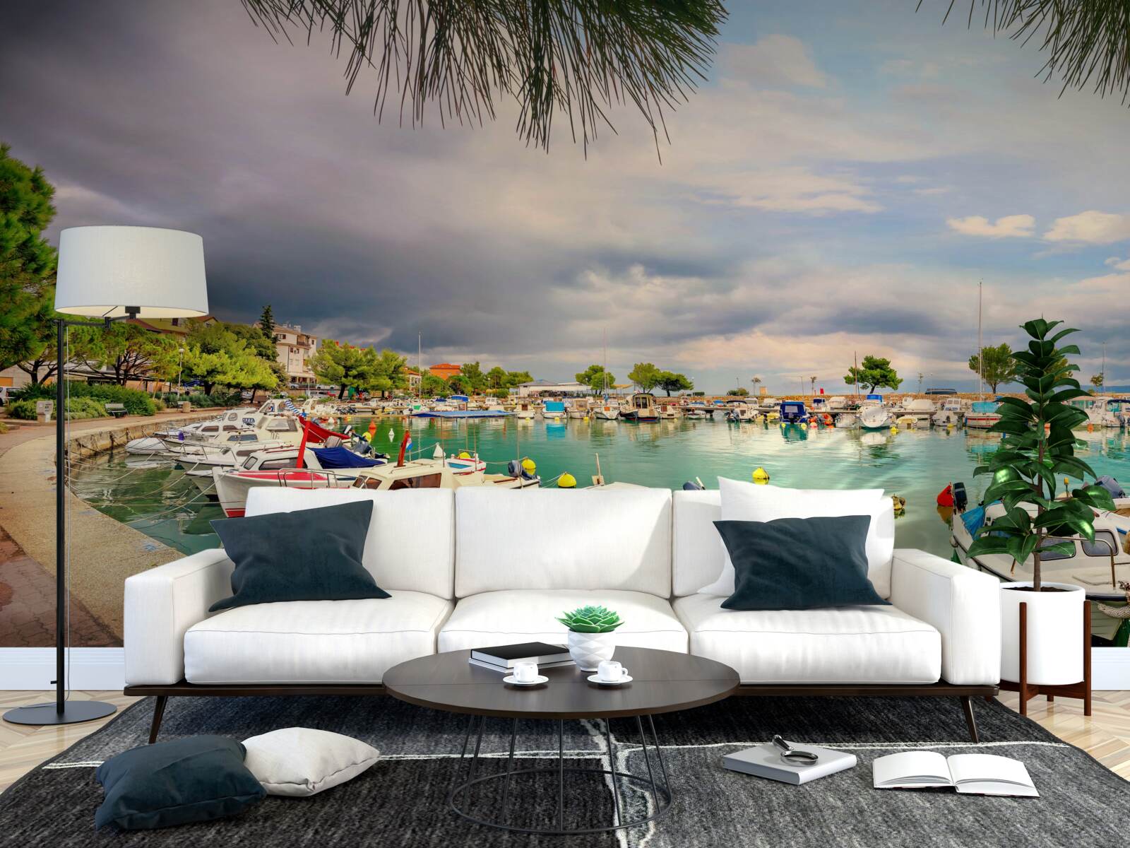 Фотошпалери тиха гавань з вітрильниками