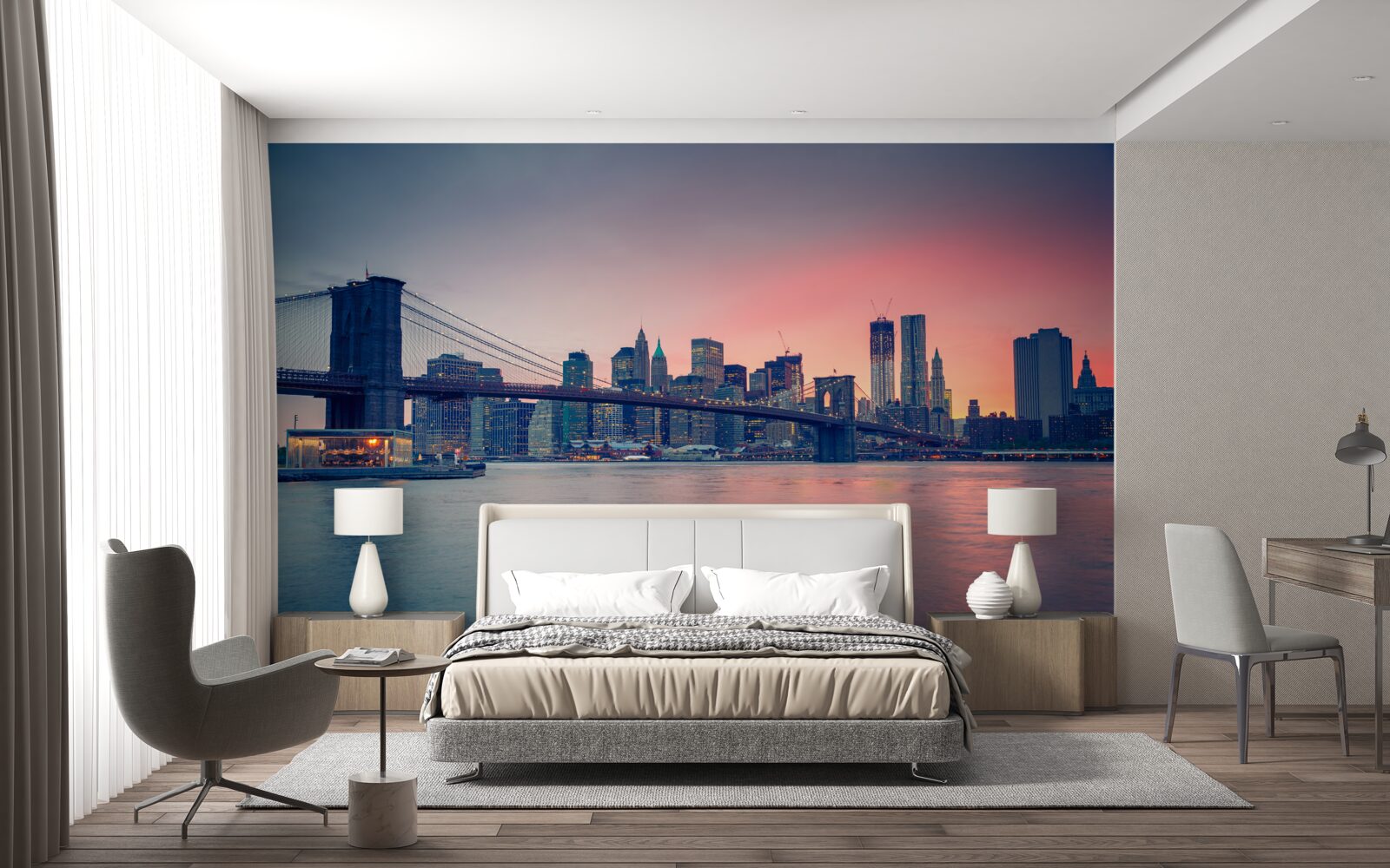 Фотошпалери вид на місто на узбережжі