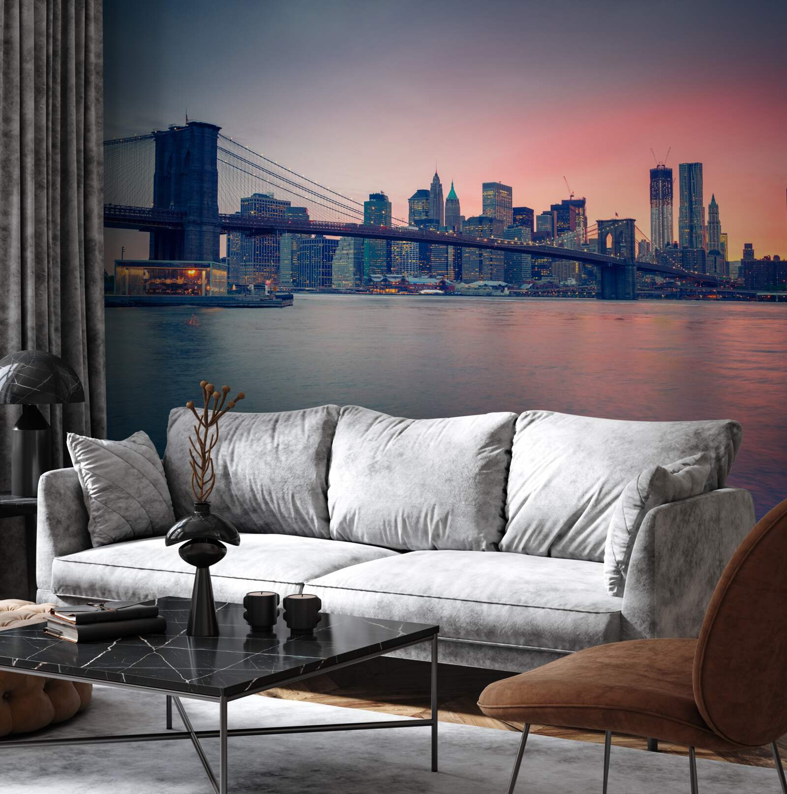 Фотошпалери вид на місто на узбережжі