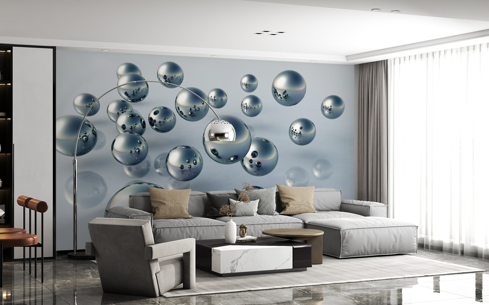 Фотошпалери кулі, що летять, видно у відображенні