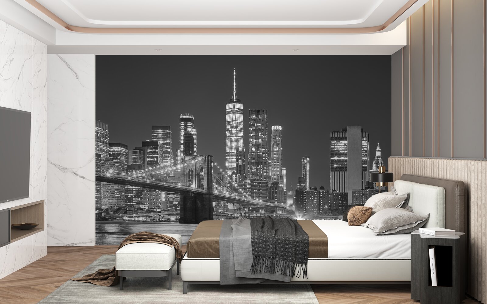 Фотошпалери вечірній вид на манхеттенський міст