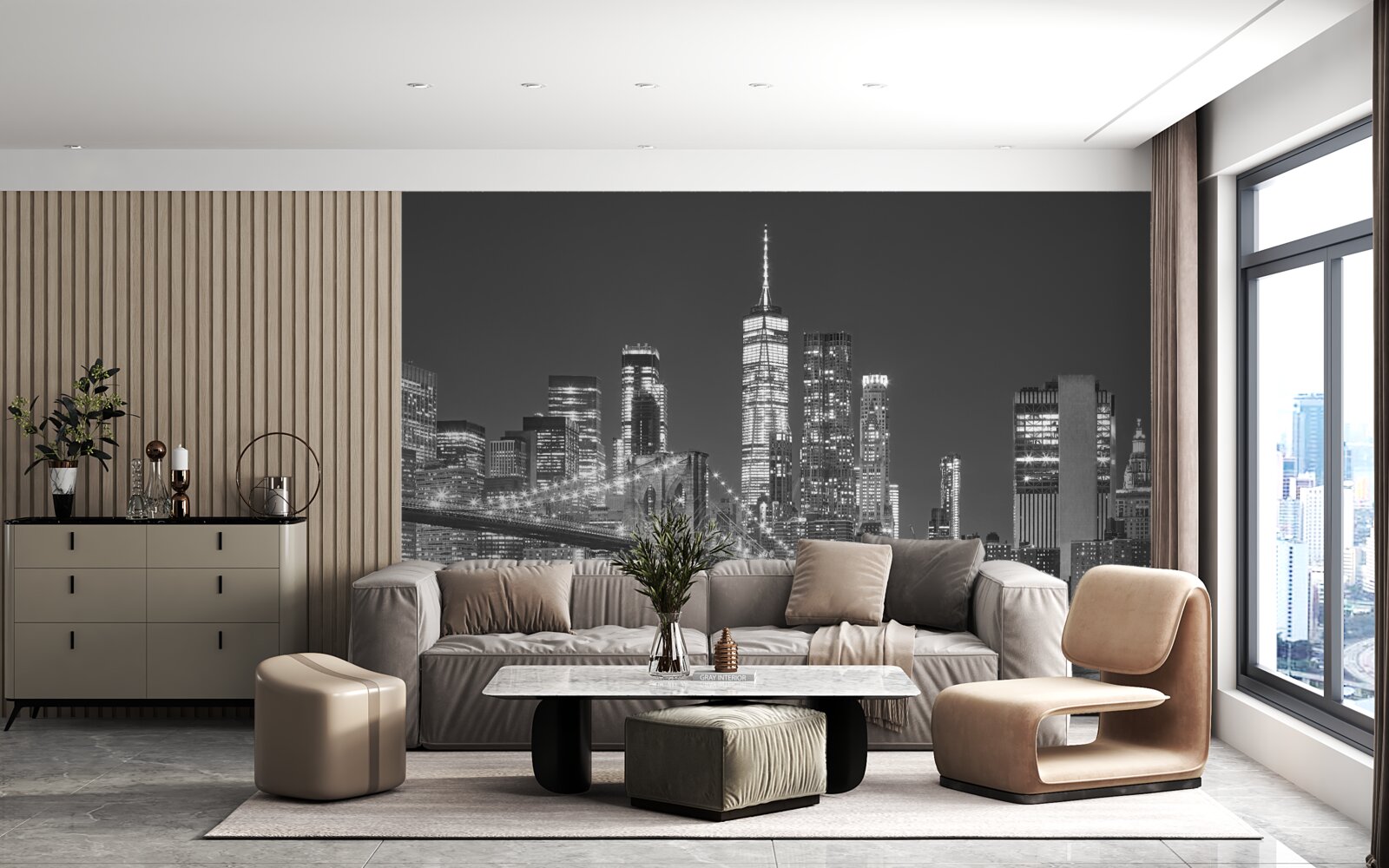 Фотошпалери вечірній вид на манхеттенський міст