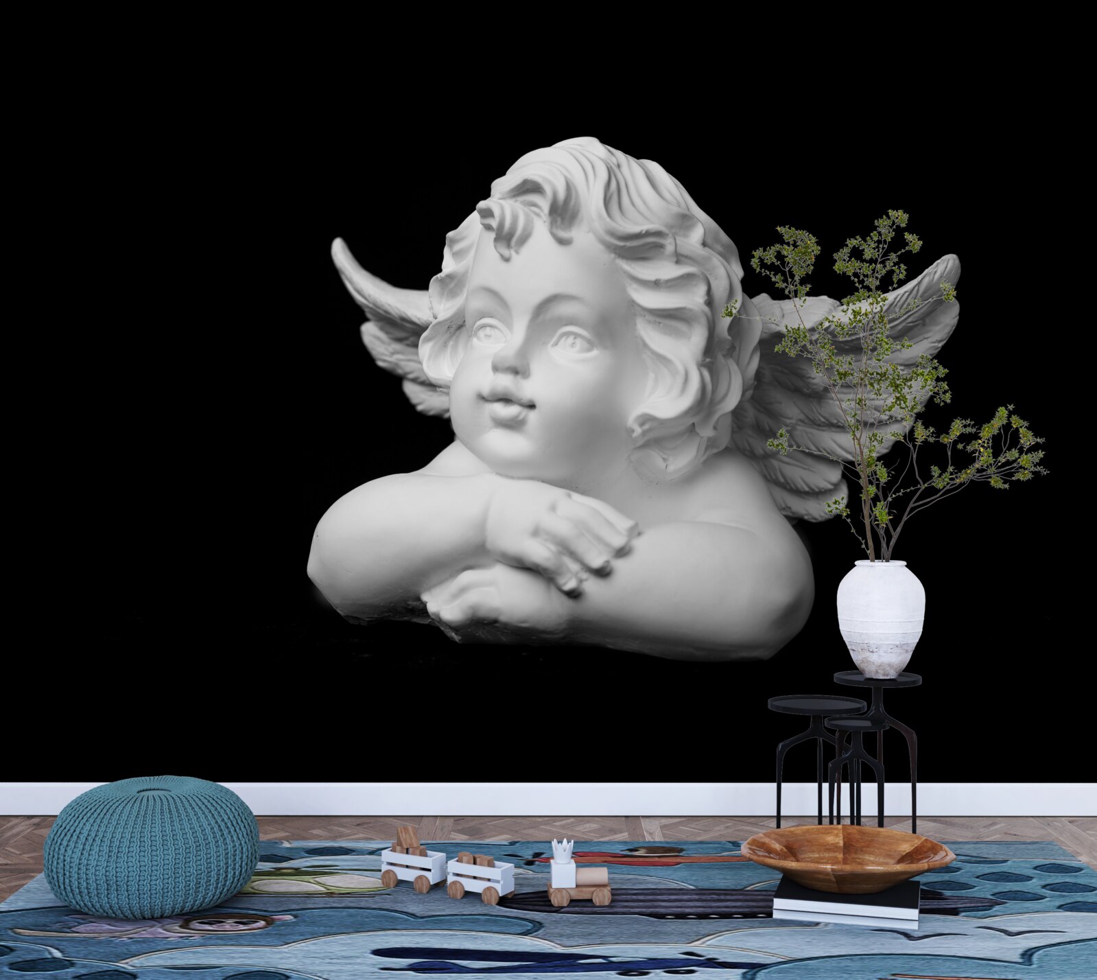 Фотошпалери ангел, висічений з каменю