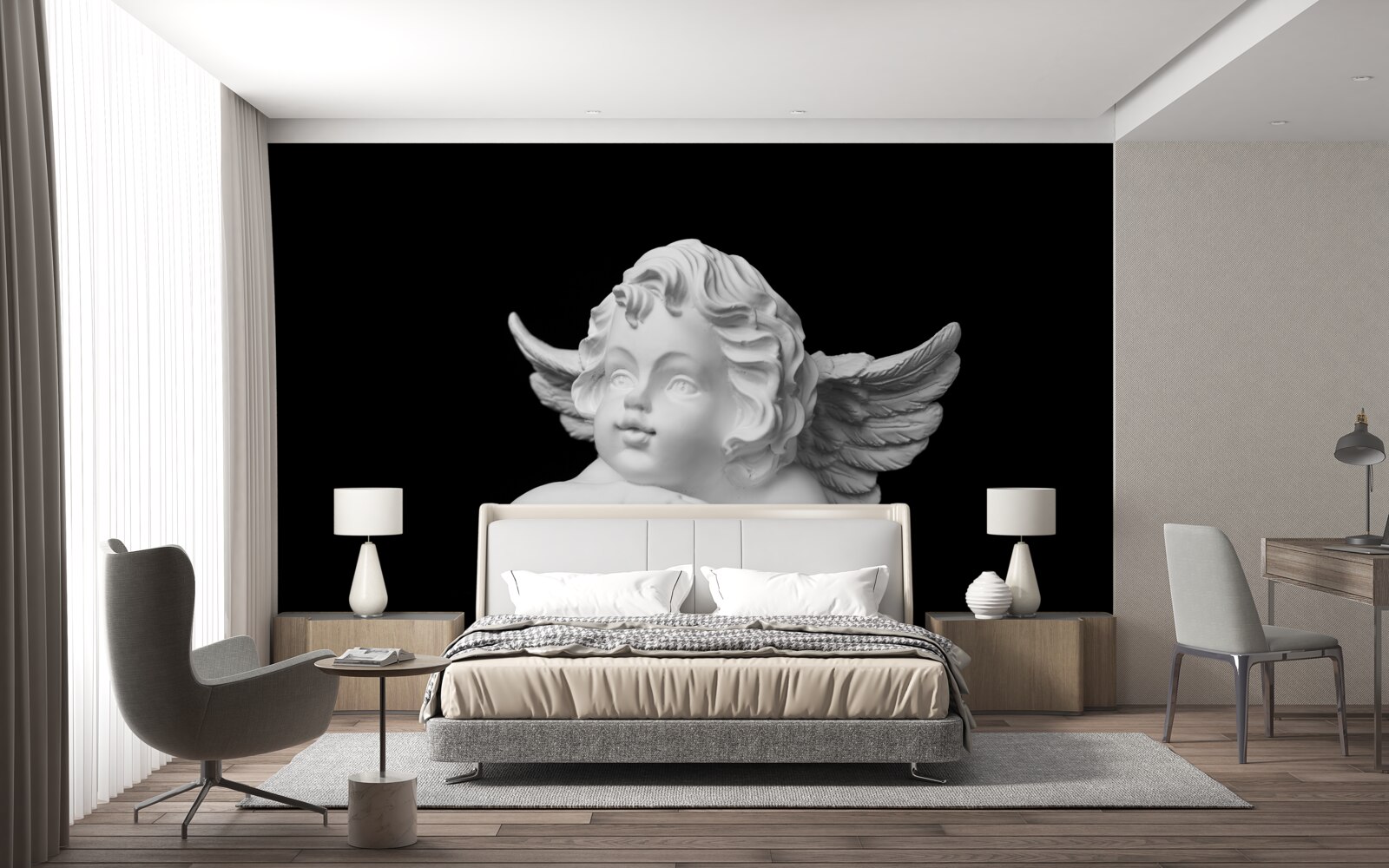 Фотошпалери ангел, висічений з каменю
