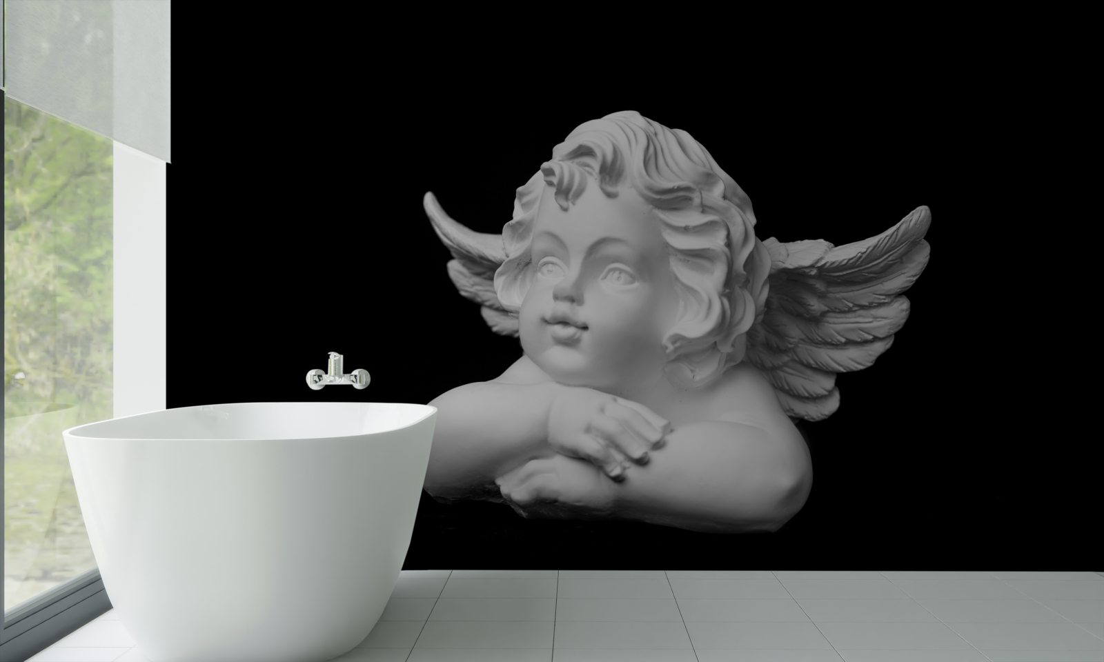 Фотошпалери ангел, висічений з каменю