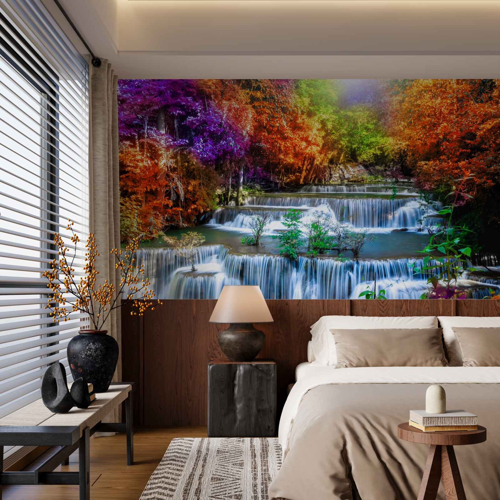 Фотошпалери осінній водоспад у пустелі