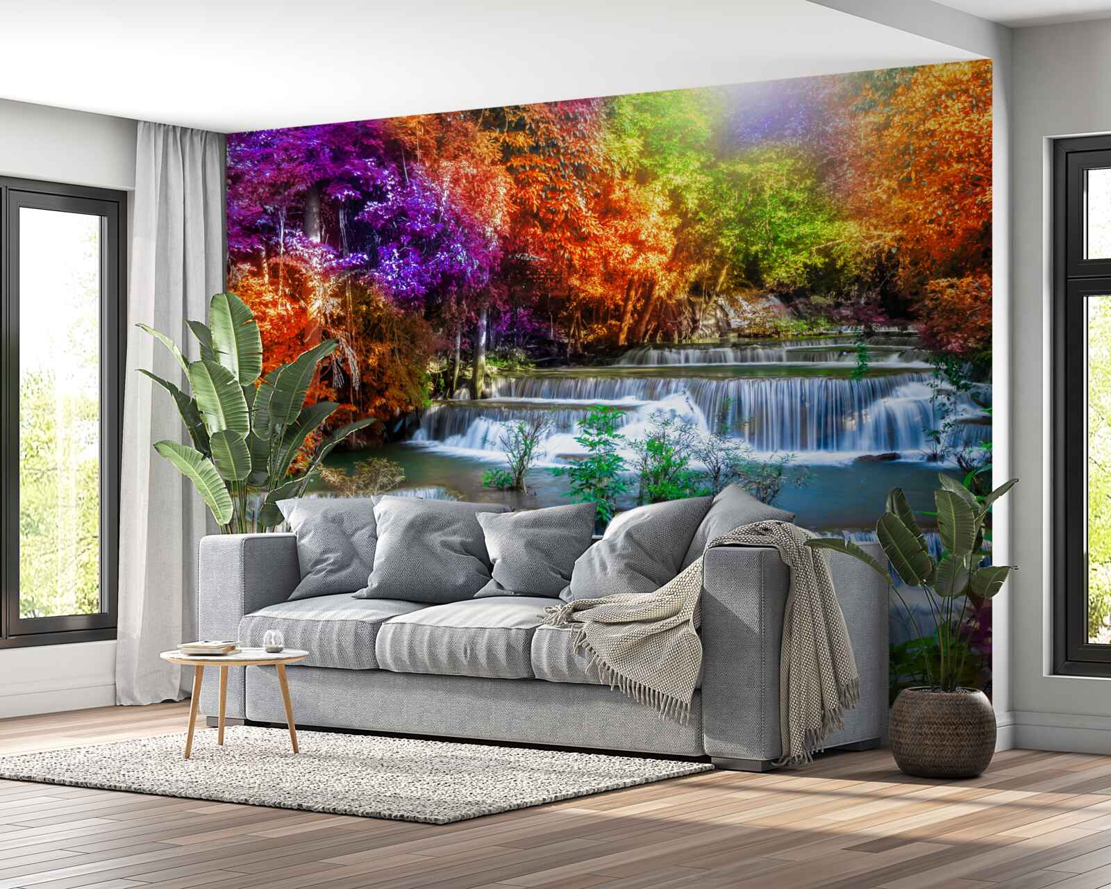 Фотошпалери осінній водоспад у пустелі