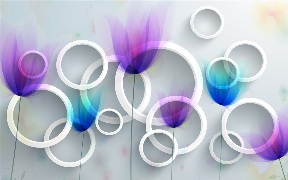 Фотошпалери Квіти маку та абстрактні кола на задньому плані