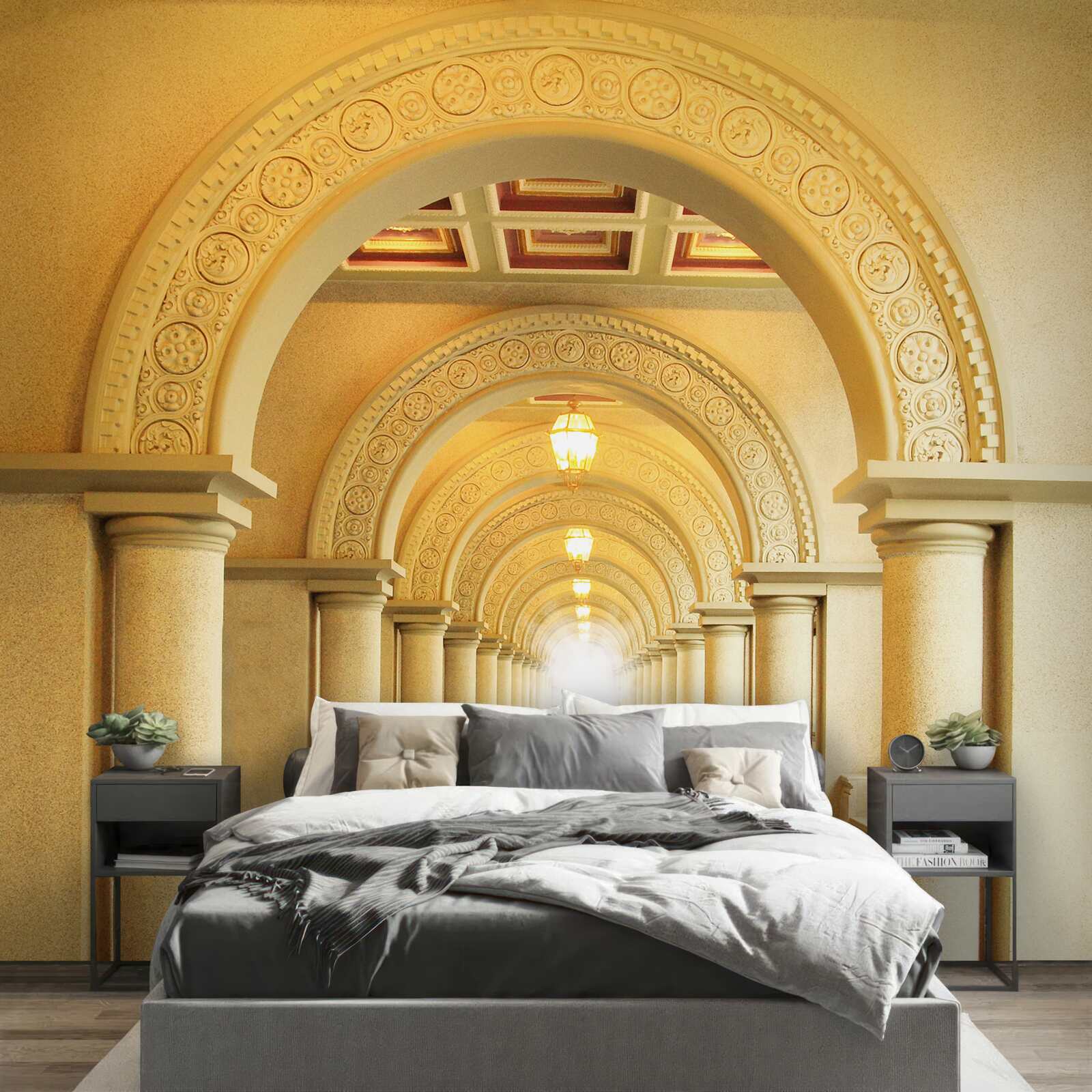 Фотошпалери сліпуче світло в кінці тунелю під арками