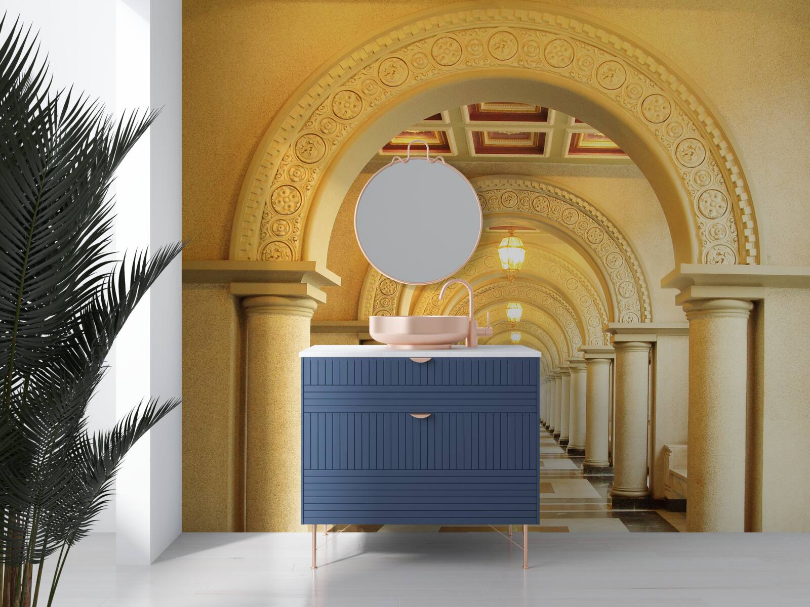 Фотошпалери сліпуче світло в кінці тунелю під арками