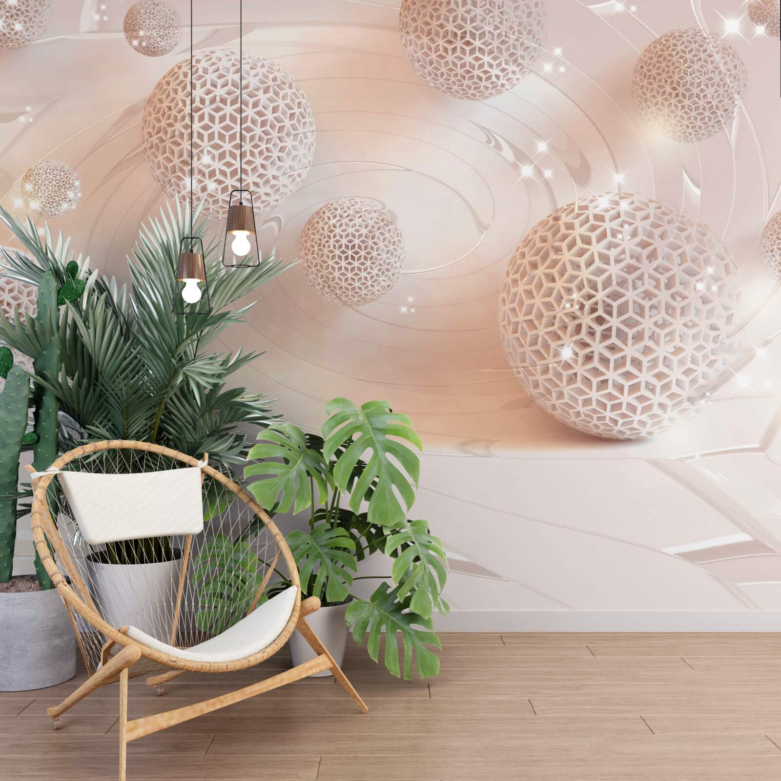 Фотошпалери абстрактні кульки левітують над поверхнею