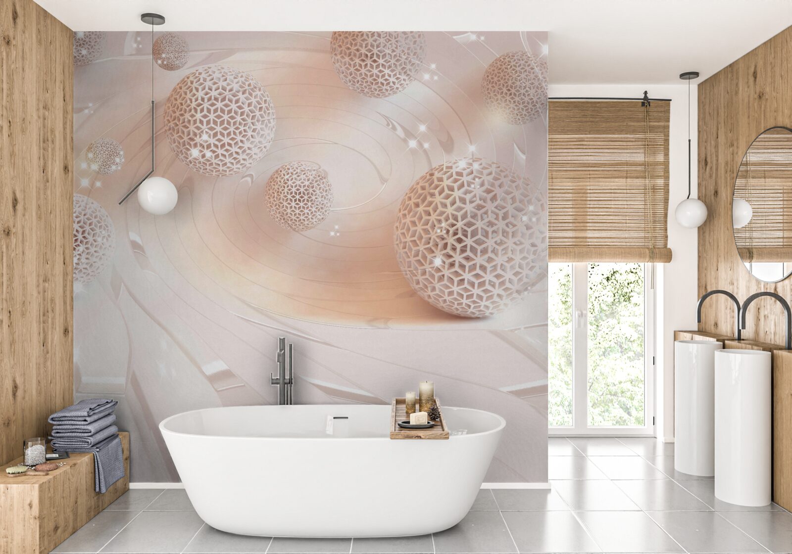 Фотошпалери абстрактні кульки левітують над поверхнею