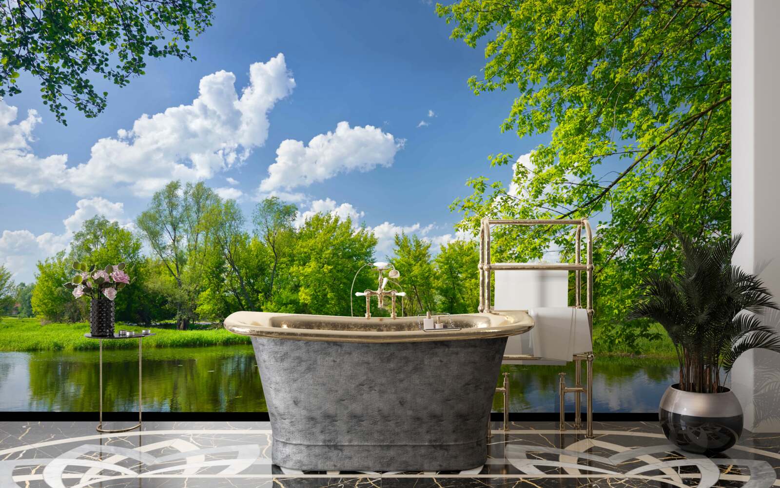 Фотошпалери спокійні води лісової річки