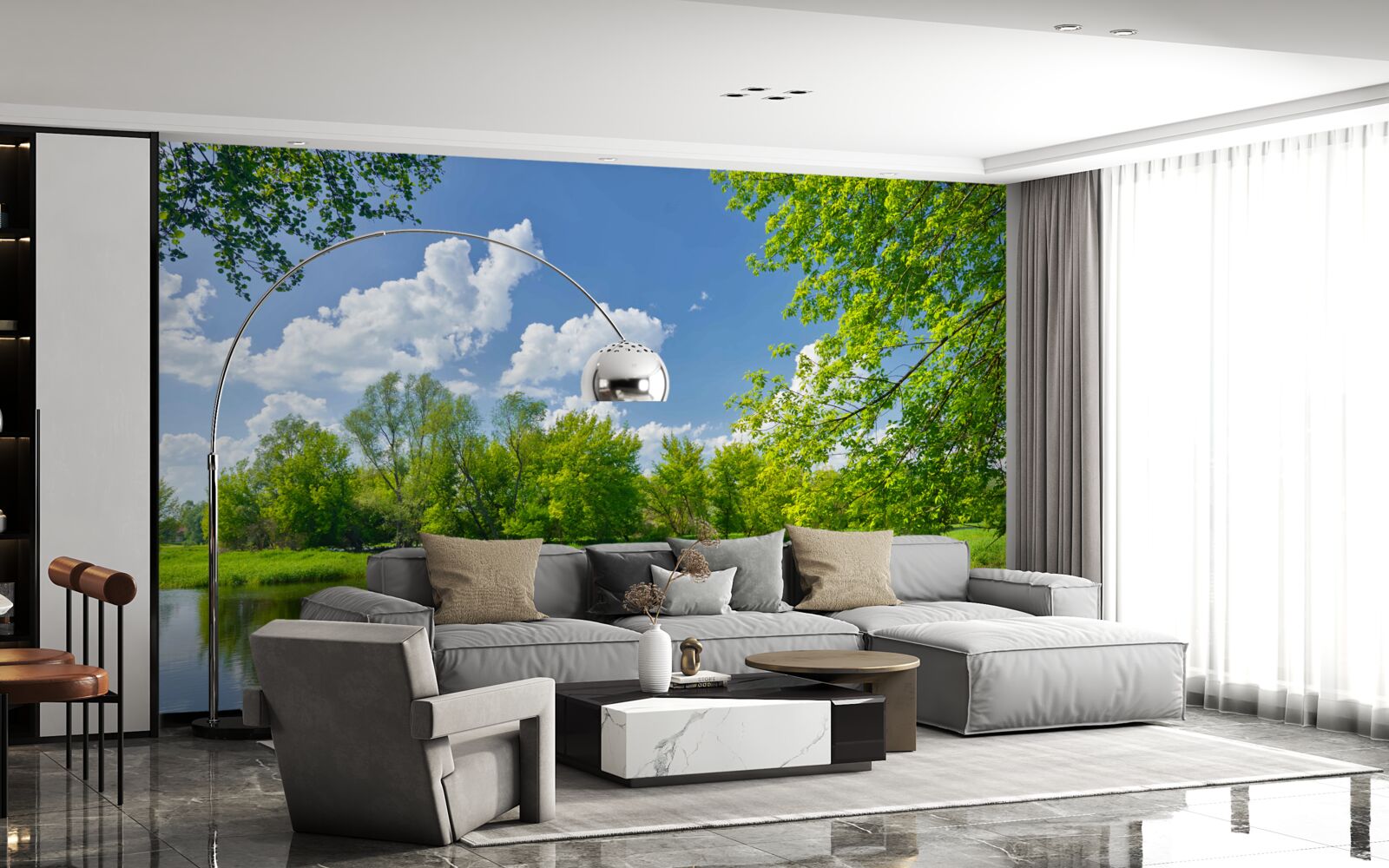 Фотошпалери спокійні води лісової річки