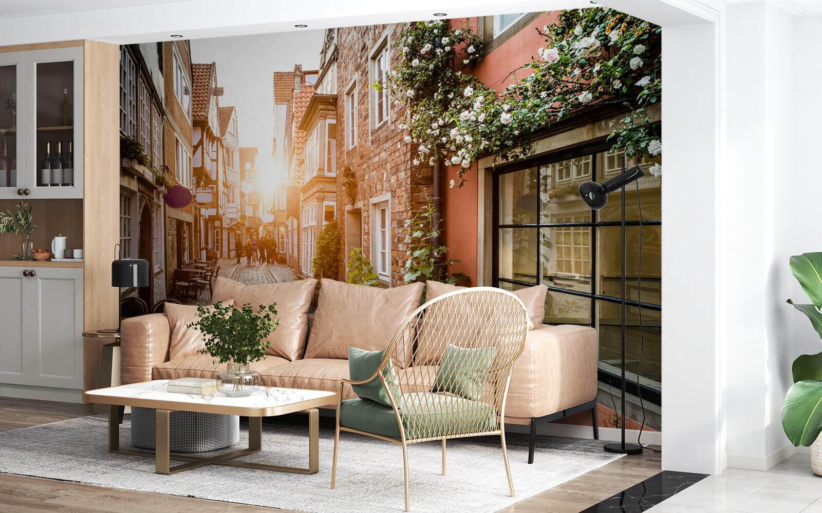 Фотошпалери мальовничий світанок у старовинному місті