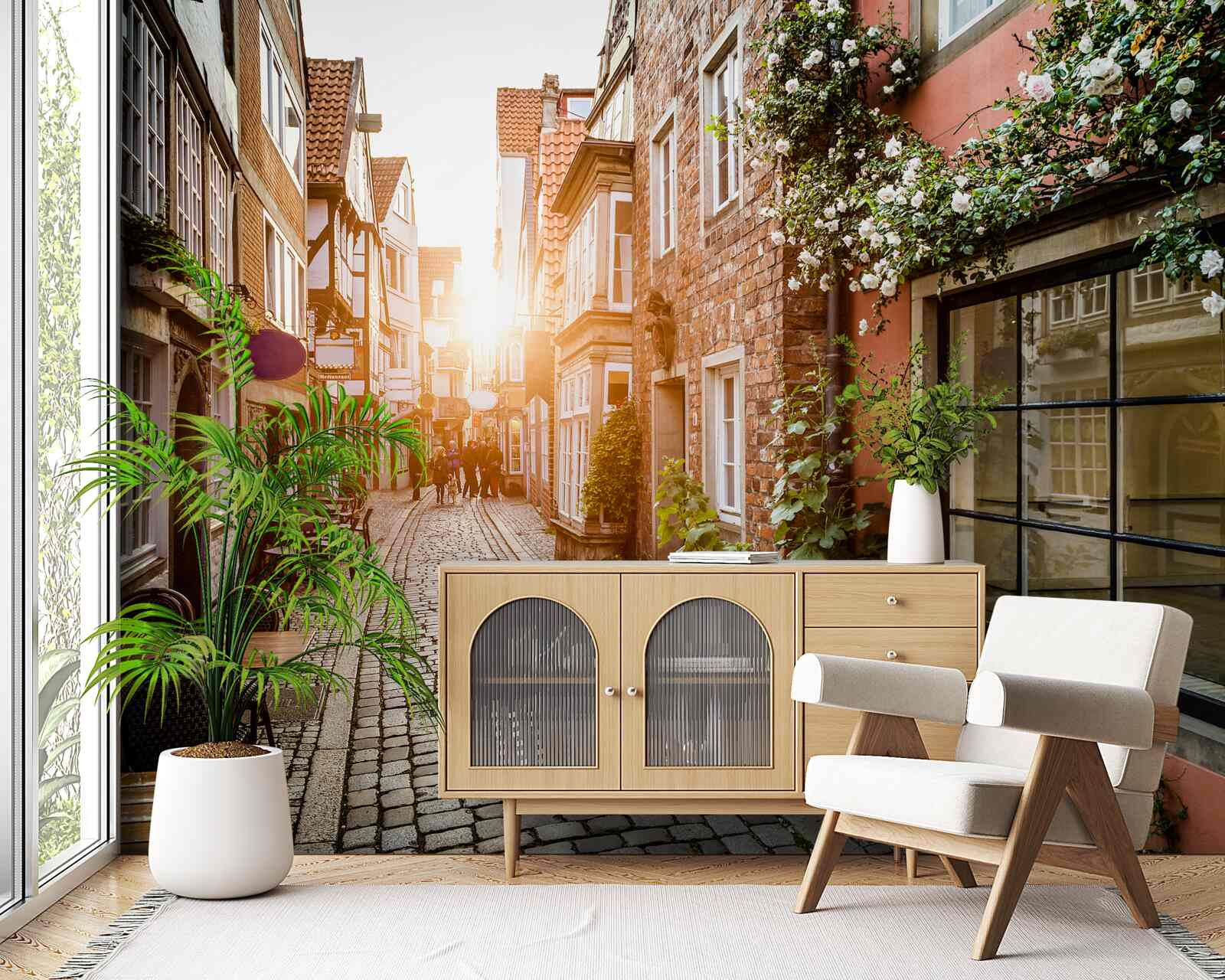 Фотошпалери мальовничий світанок у старовинному місті