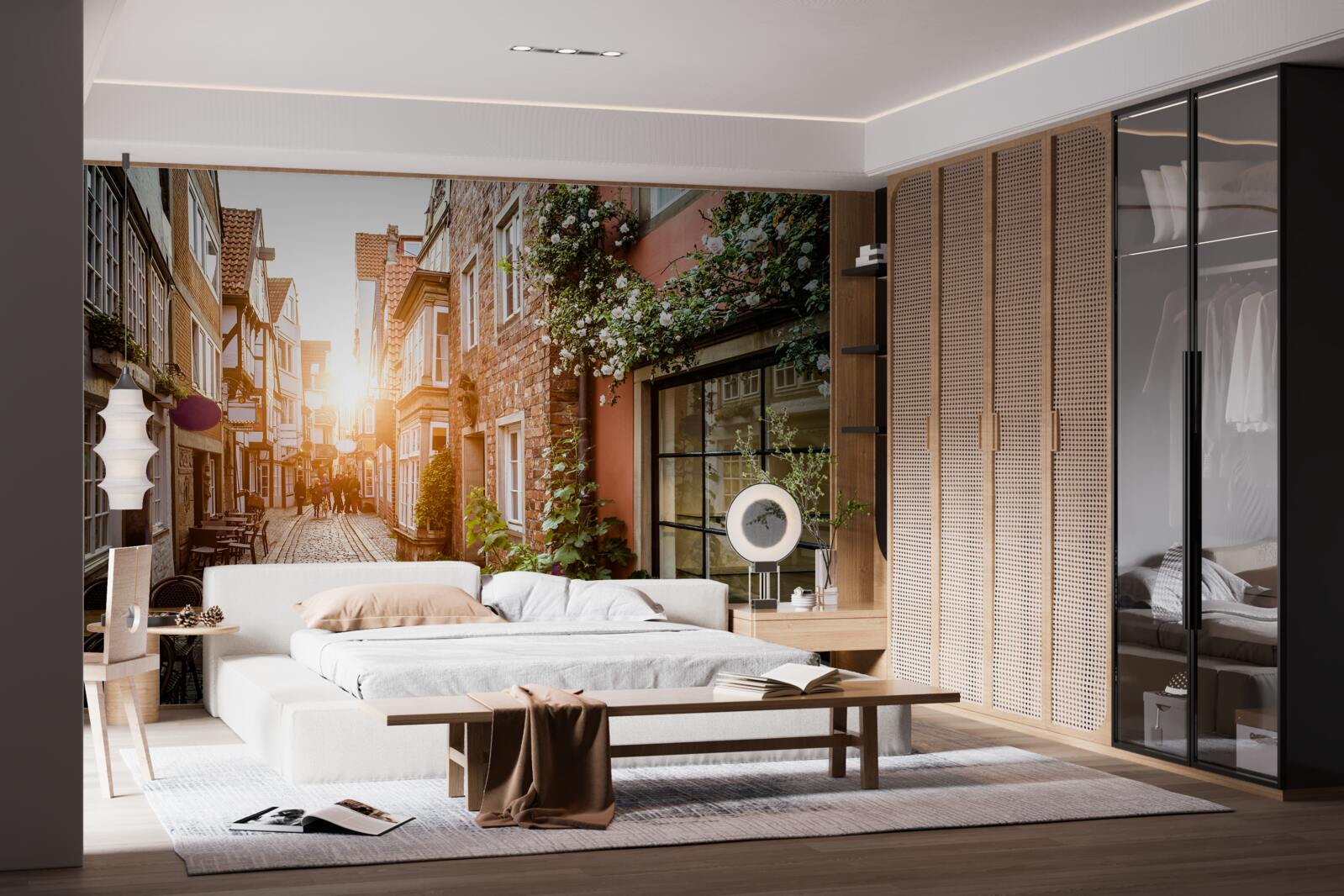 Фотошпалери мальовничий світанок у старовинному місті