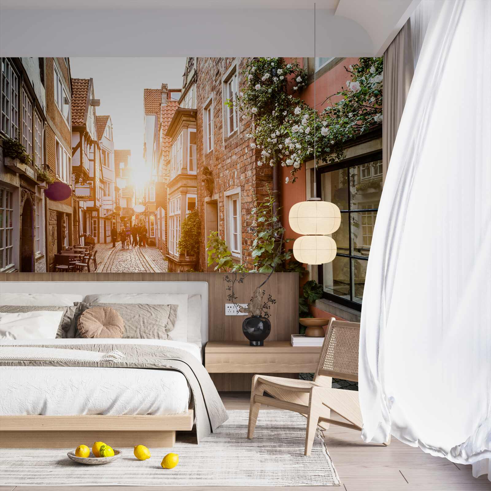 Фотошпалери мальовничий світанок у старовинному місті