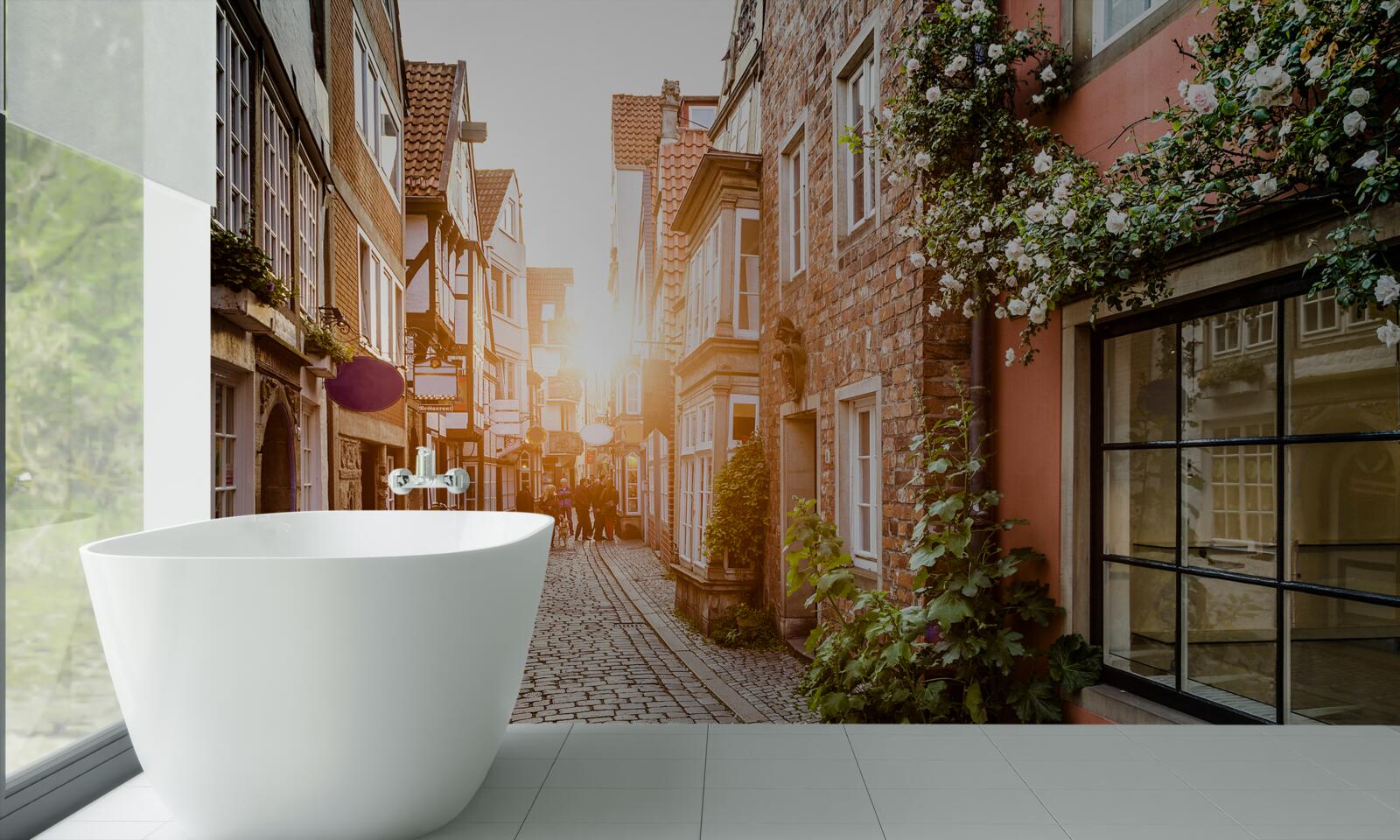 Фотошпалери мальовничий світанок у старовинному місті