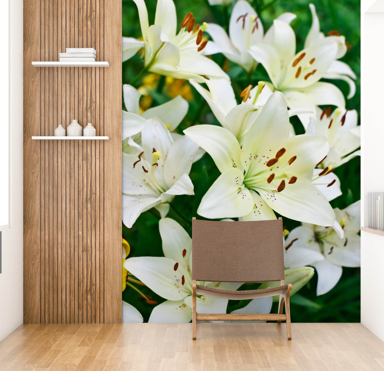 Фотошпалери великі бутони білої лілії