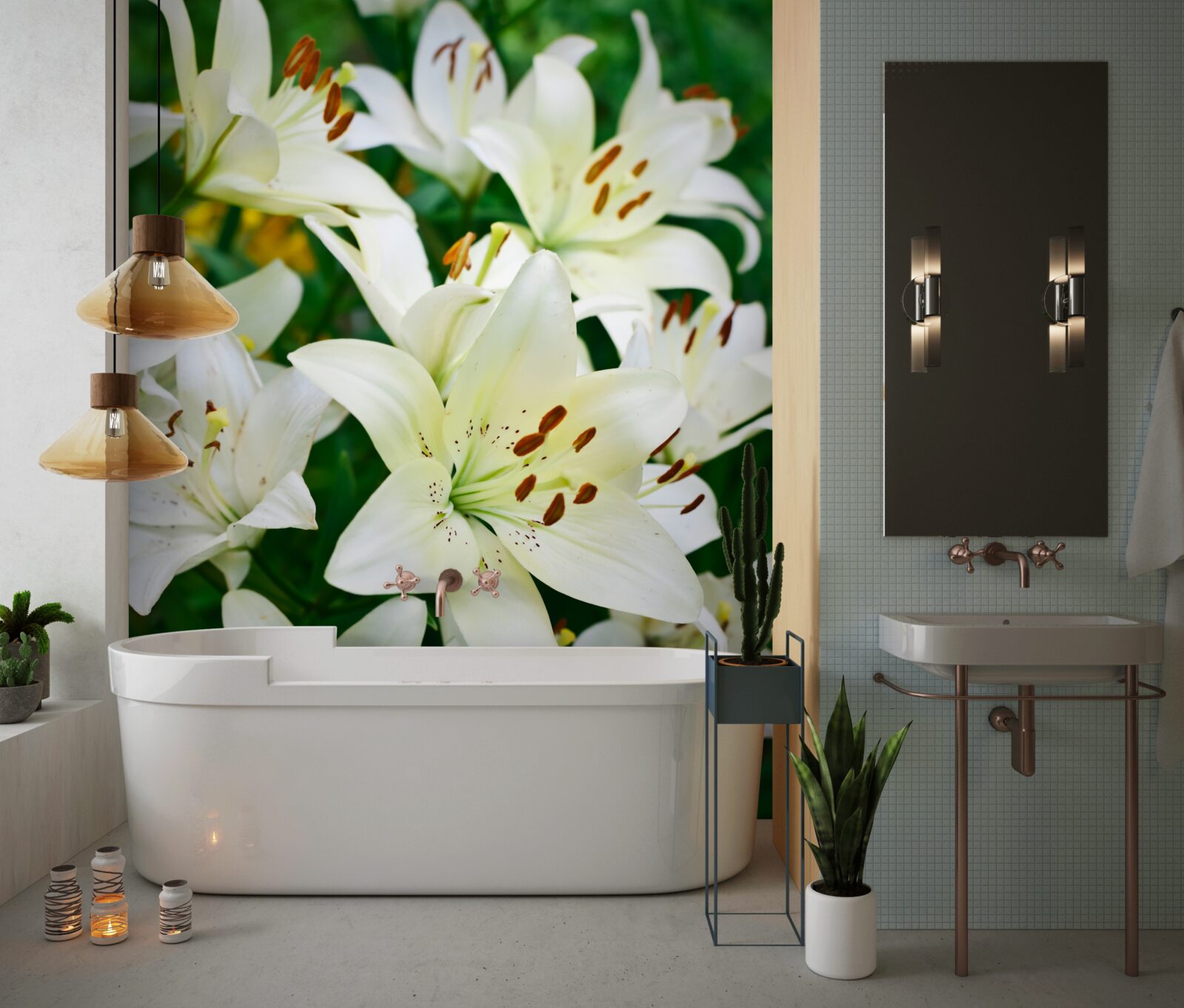 Фотошпалери великі бутони білої лілії