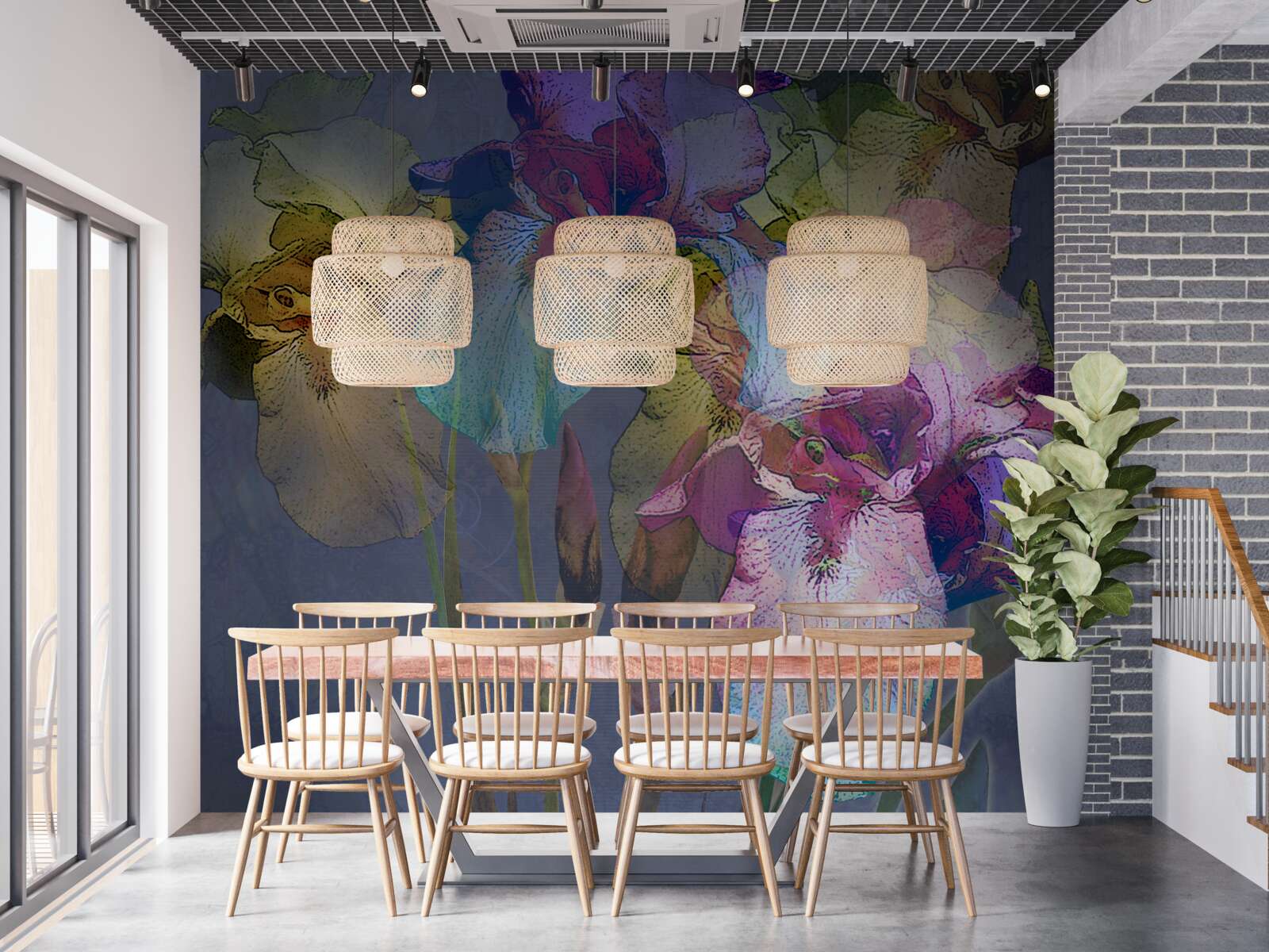 Фотошпалери нічна атмосфера серед тропічного листя