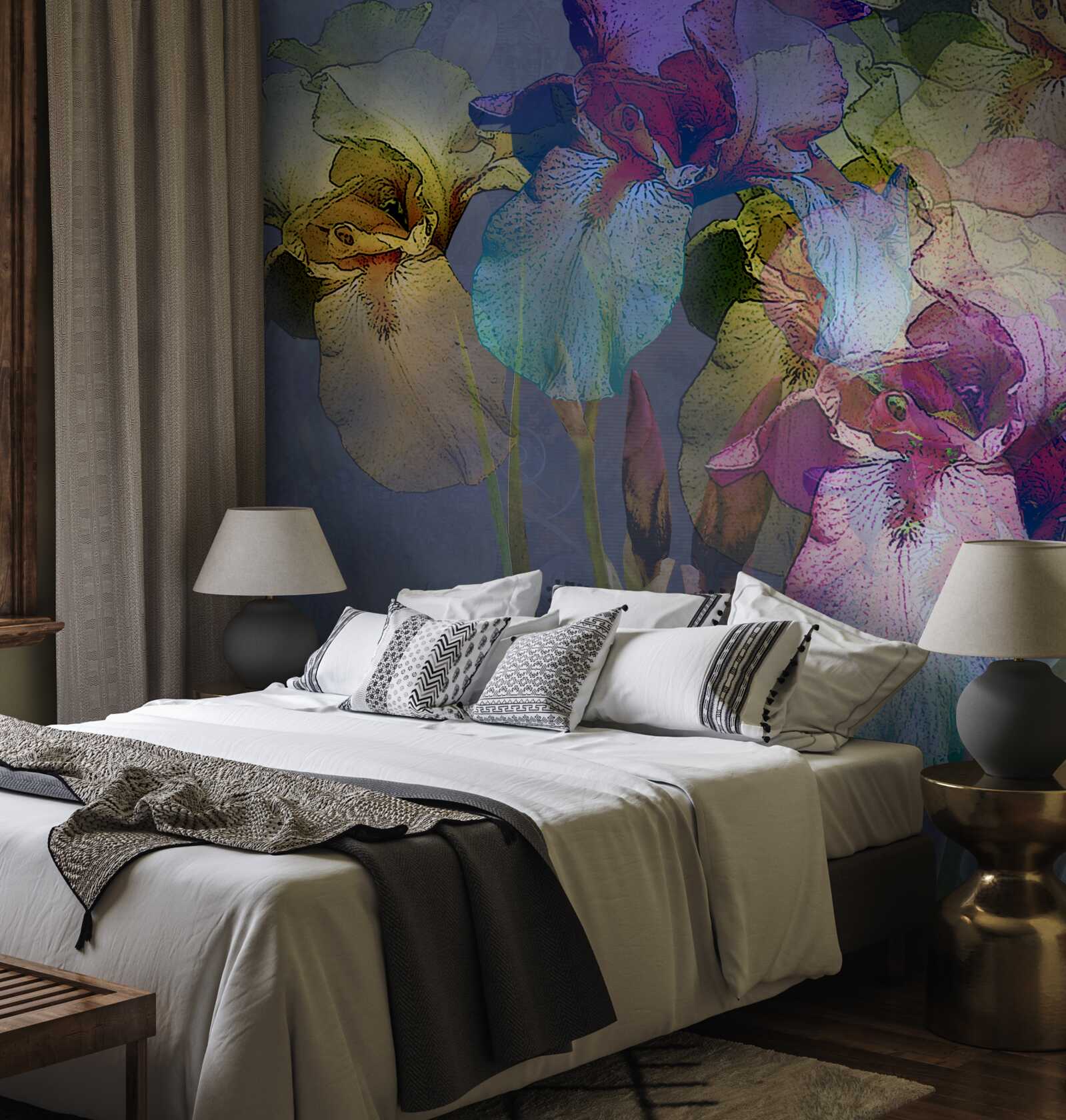 Фотошпалери нічна атмосфера серед тропічного листя