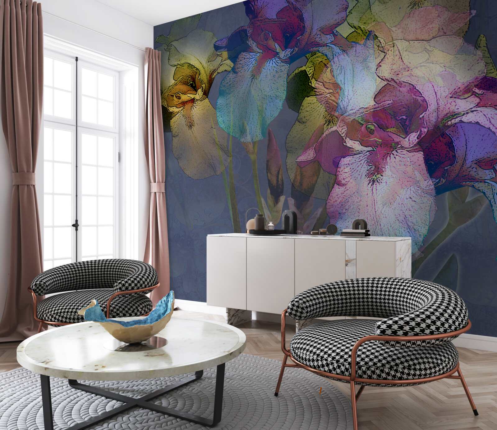 Фотошпалери нічна атмосфера серед тропічного листя