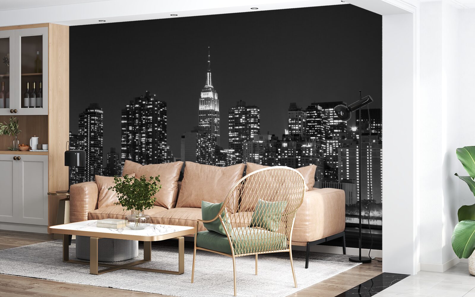 Фотошпалери нічне місто, освітлене вогнями