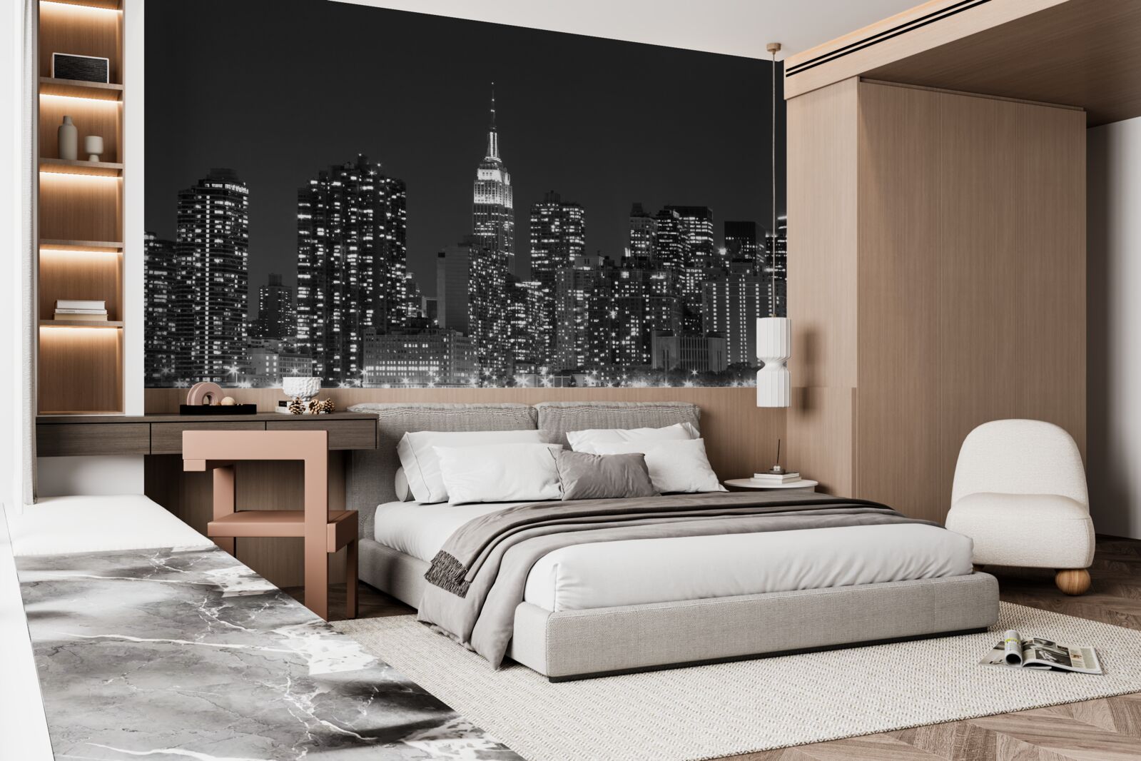 Фотошпалери нічне місто, освітлене вогнями