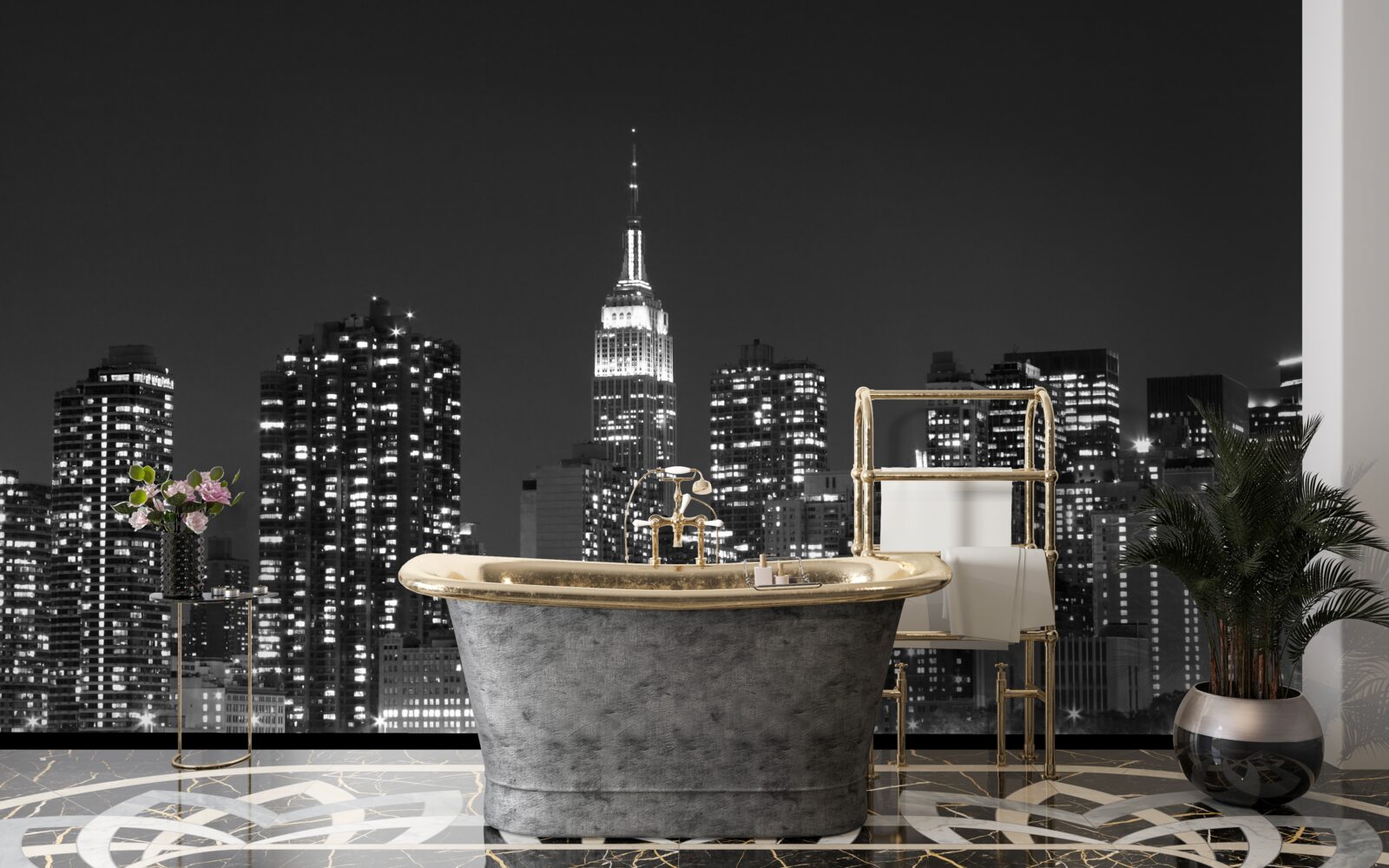 Фотошпалери нічне місто, освітлене вогнями