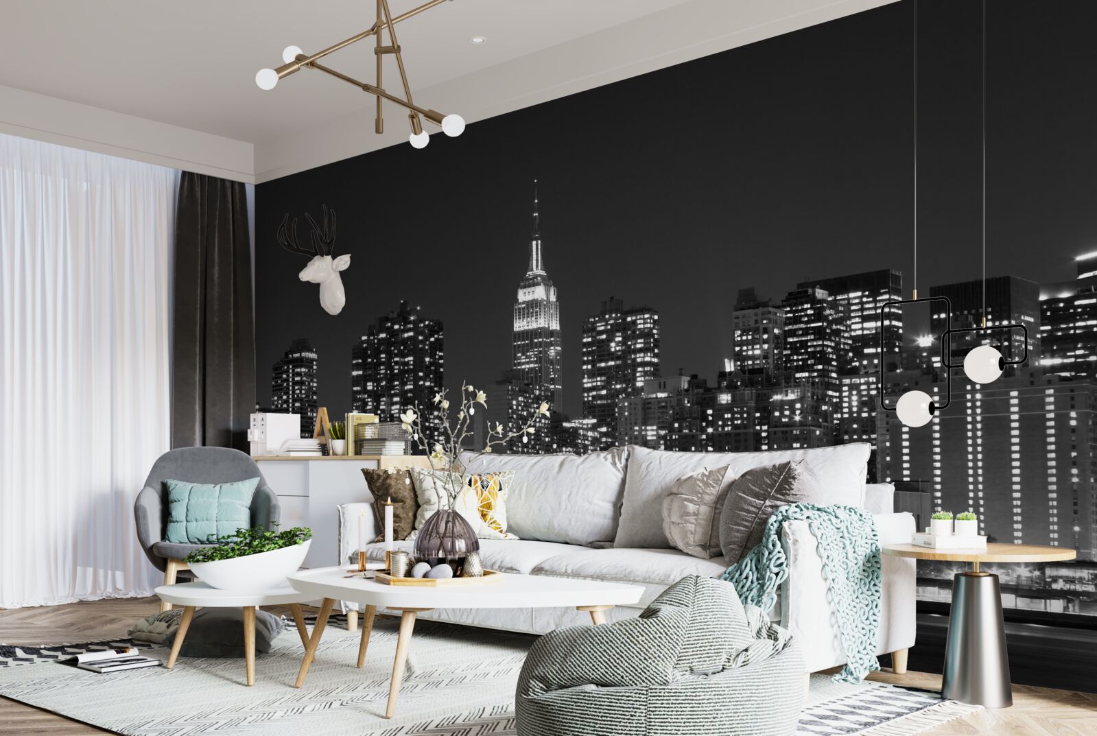 Фотошпалери нічне місто, освітлене вогнями