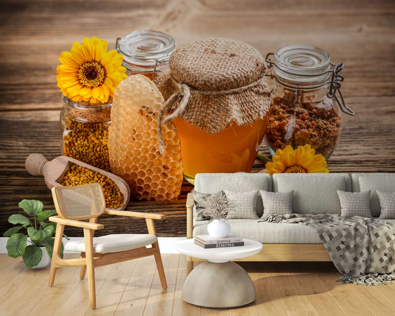 Фотошпалери мед та його інгредієнти на столі