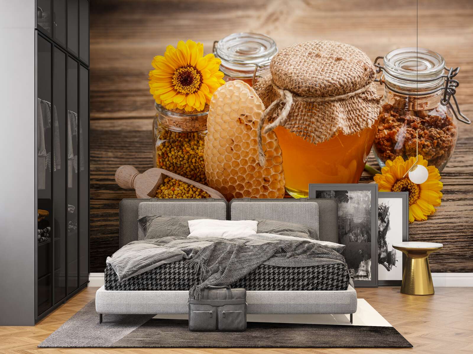 Фотошпалери мед та його інгредієнти на столі