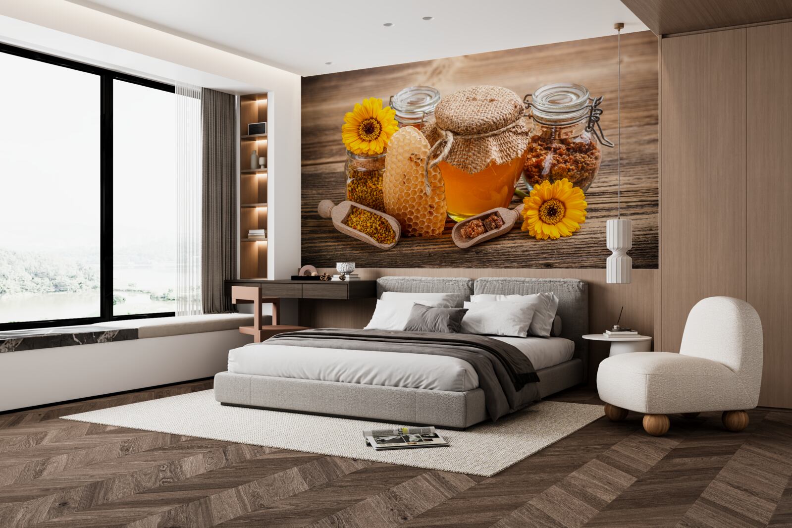 Фотошпалери мед та його інгредієнти на столі