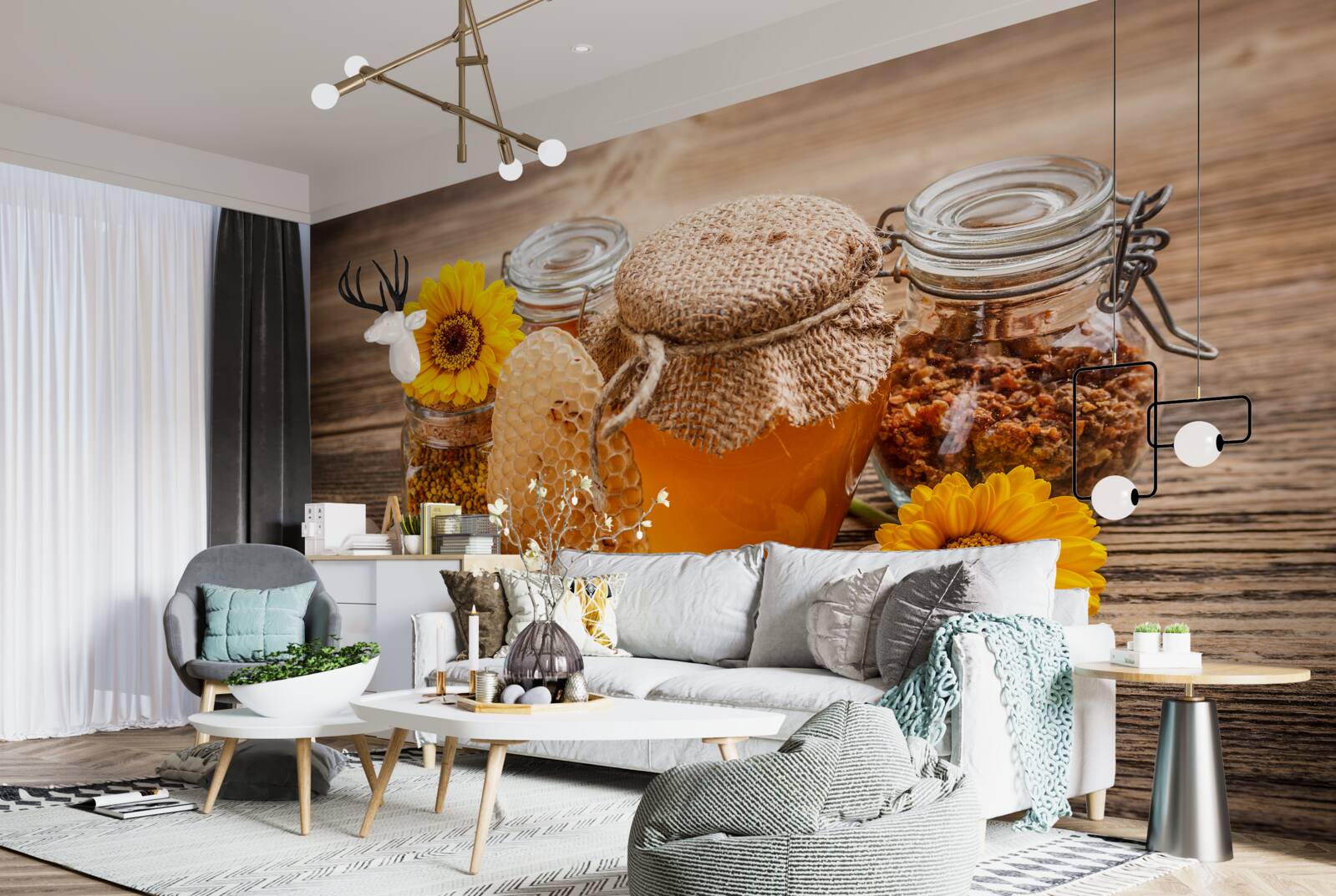 Фотошпалери мед та його інгредієнти на столі