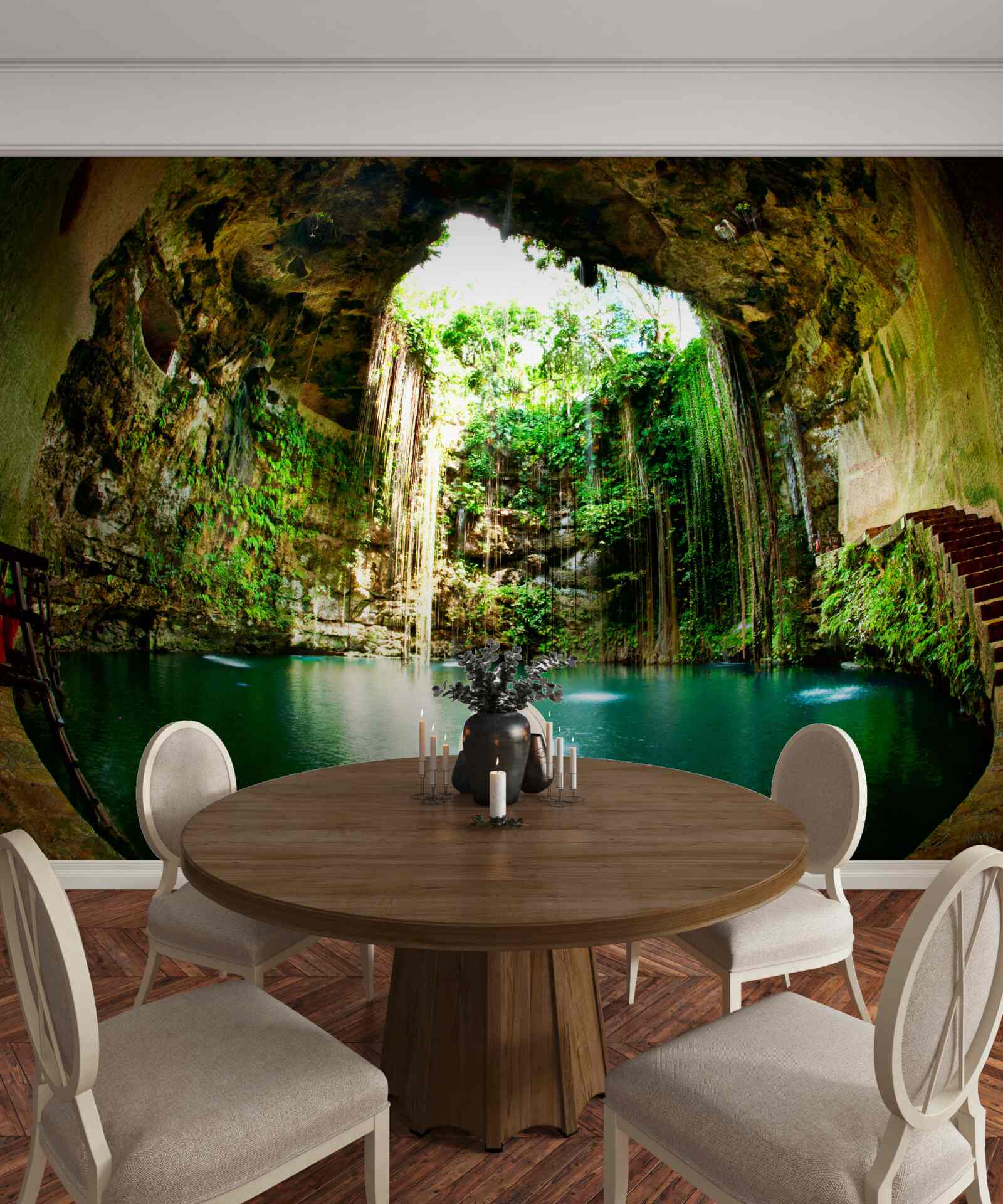 Фотошпалери падаюча вода в гірській печері