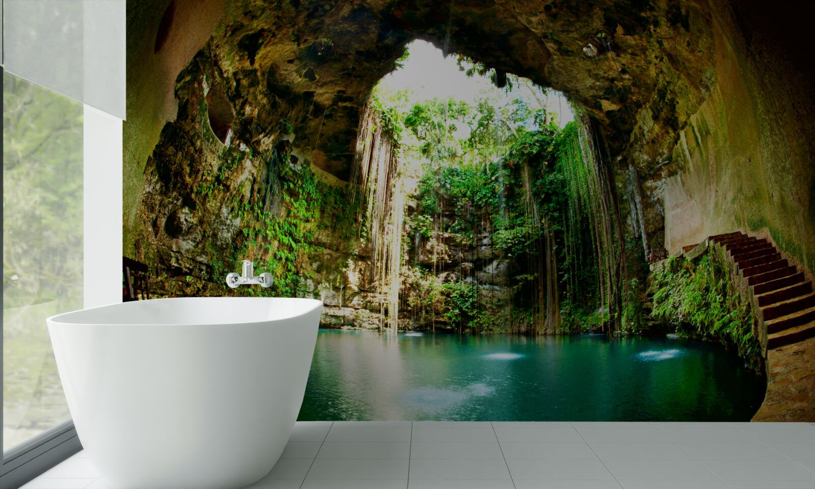 Фотошпалери падаюча вода в гірській печері