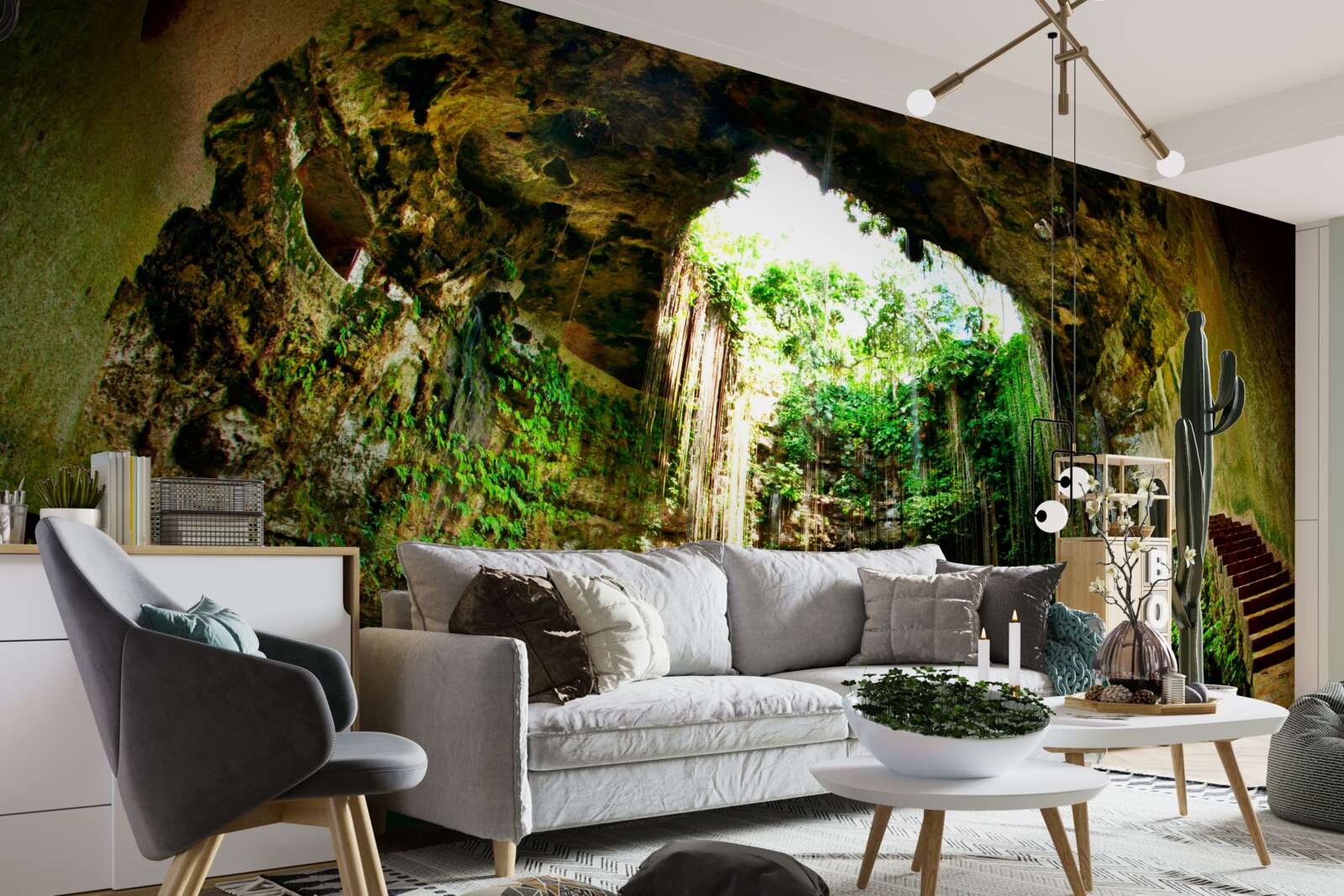 Фотошпалери падаюча вода в гірській печері