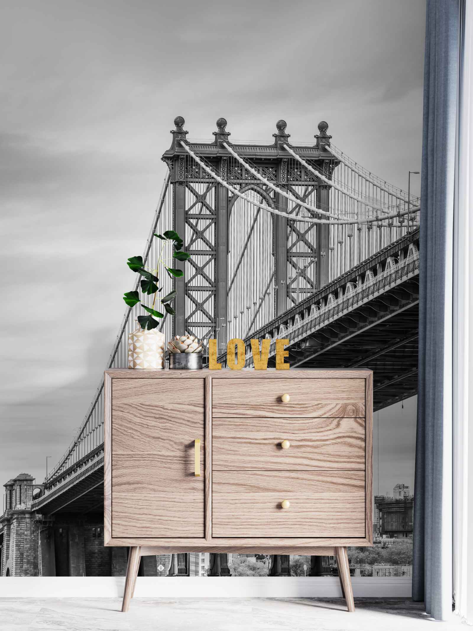 Фотошпалери зруйнований міст, що веде до населеного пункту