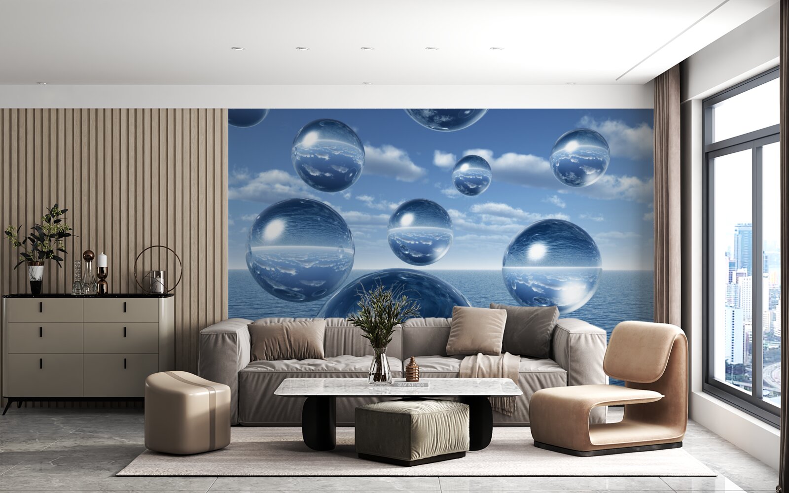 Фотошпалери краплі води стікають у море